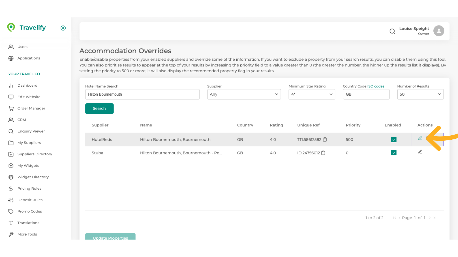 Click on the Edit icon to make your changes