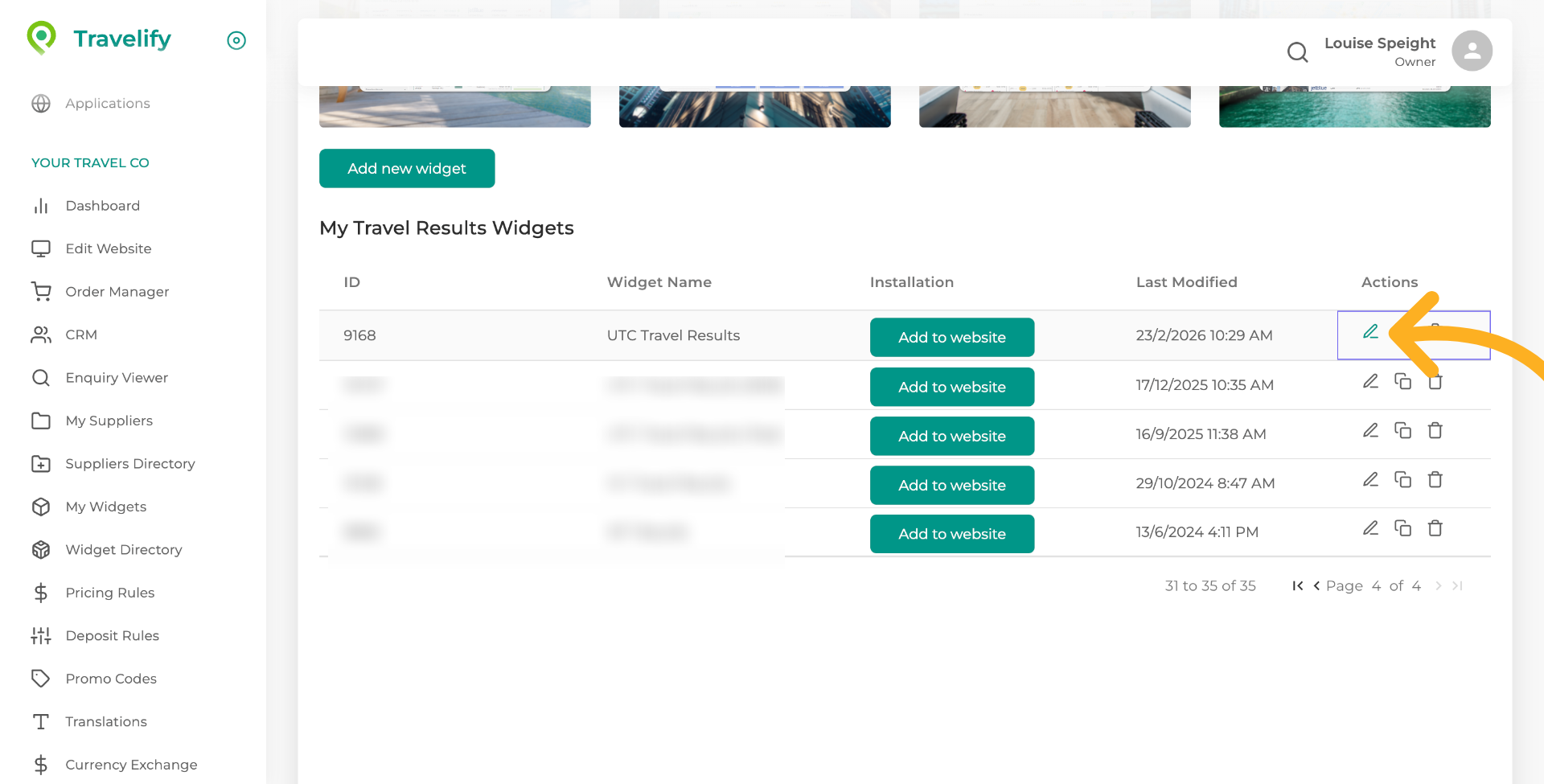 Click on the Edit Icon beside your results widget