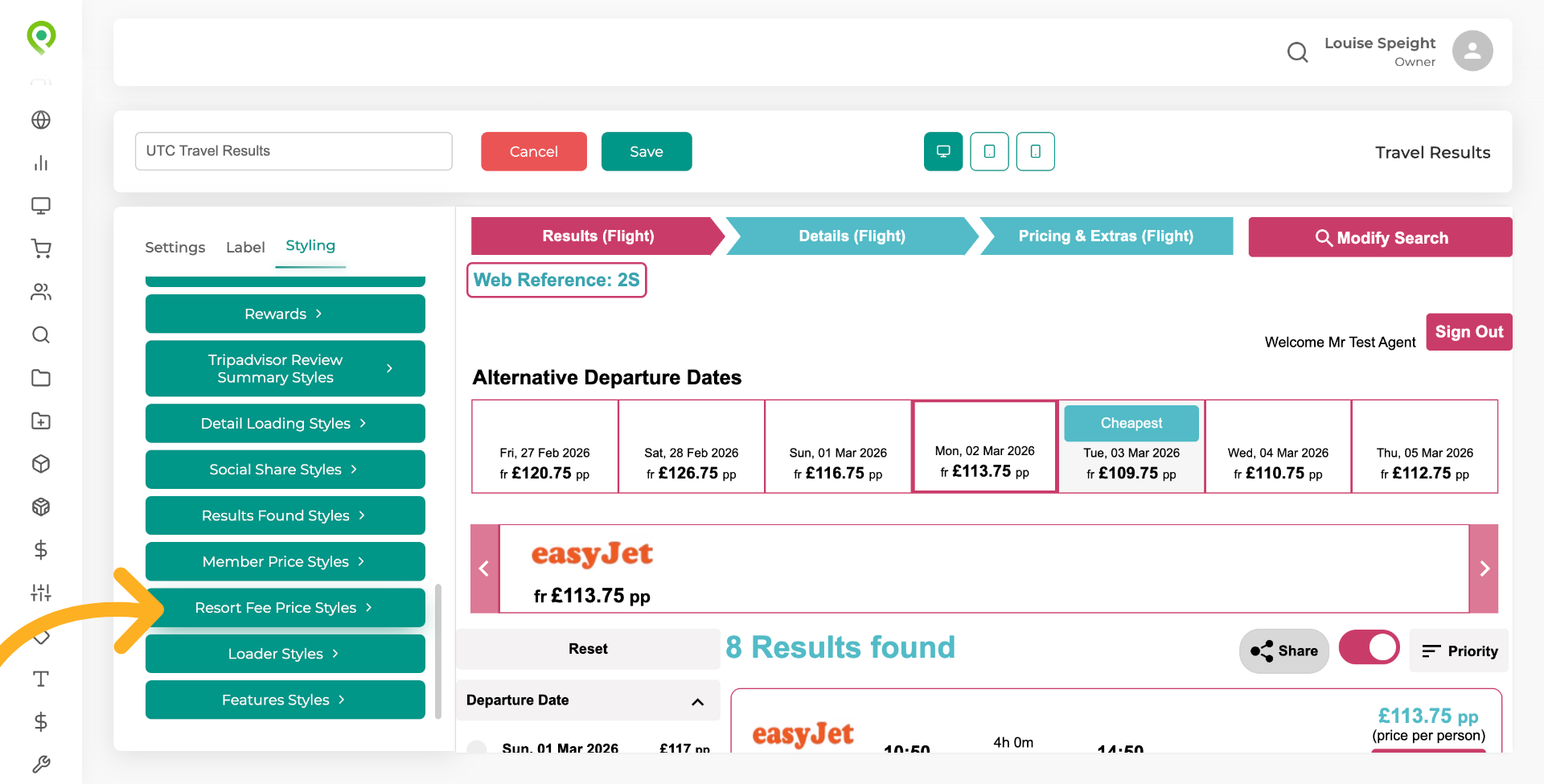 Scroll down to Resort Fee Price Styles