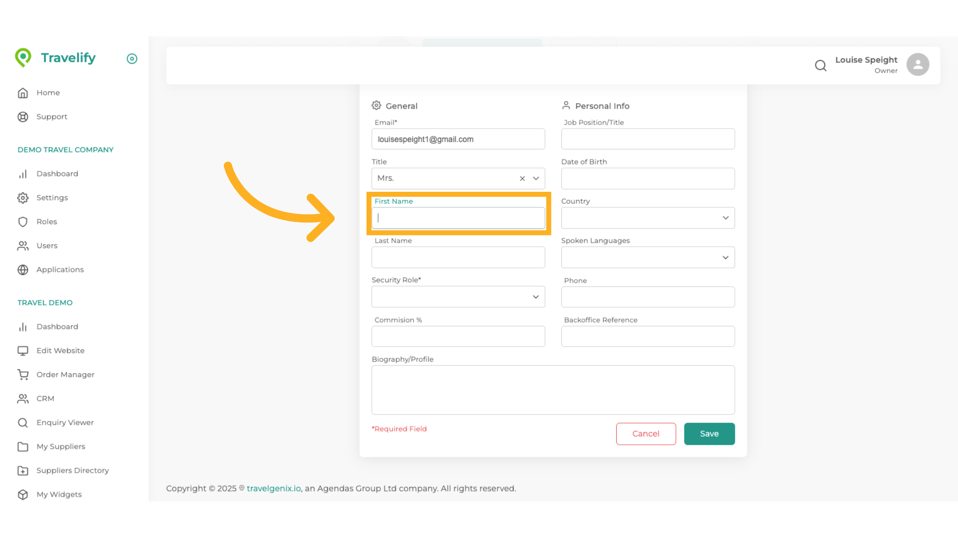 Click here to add User's First Name