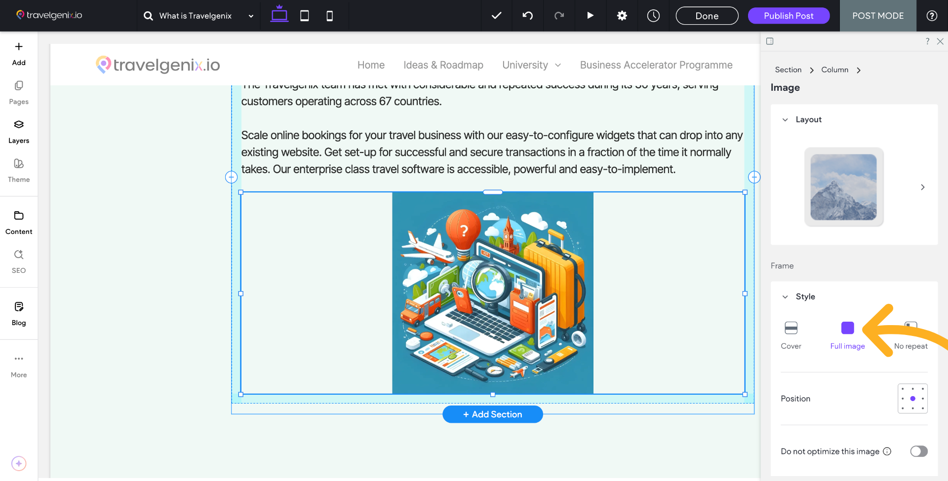 Full Image will display the whole image 
