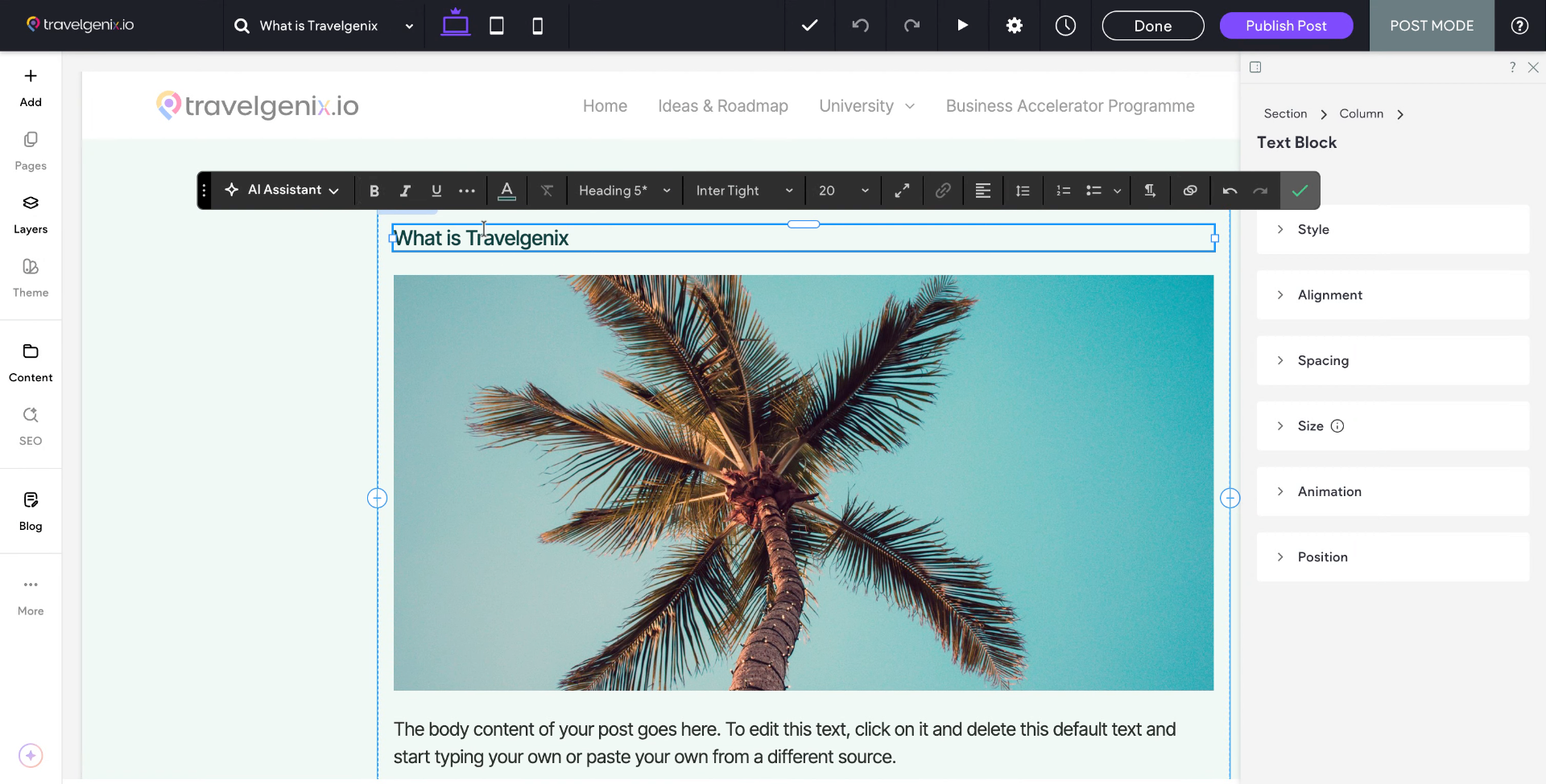 Make any further changes to your text using the toolbar