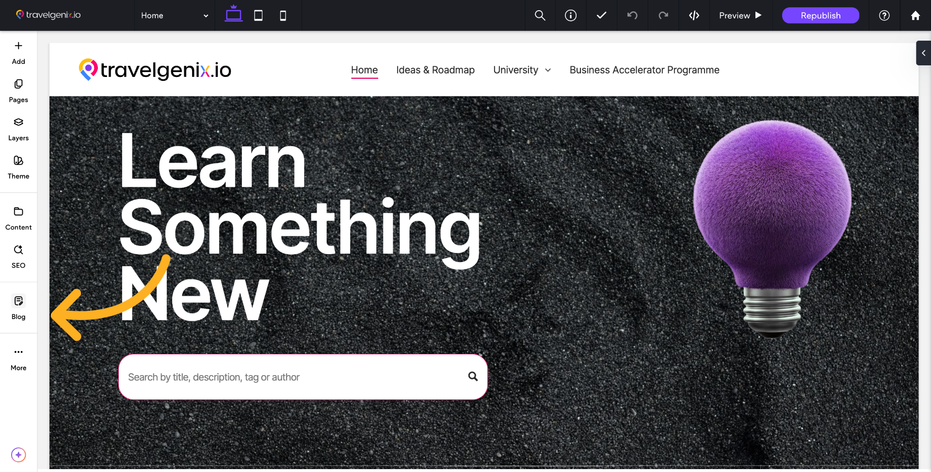Navigate to Blog Section