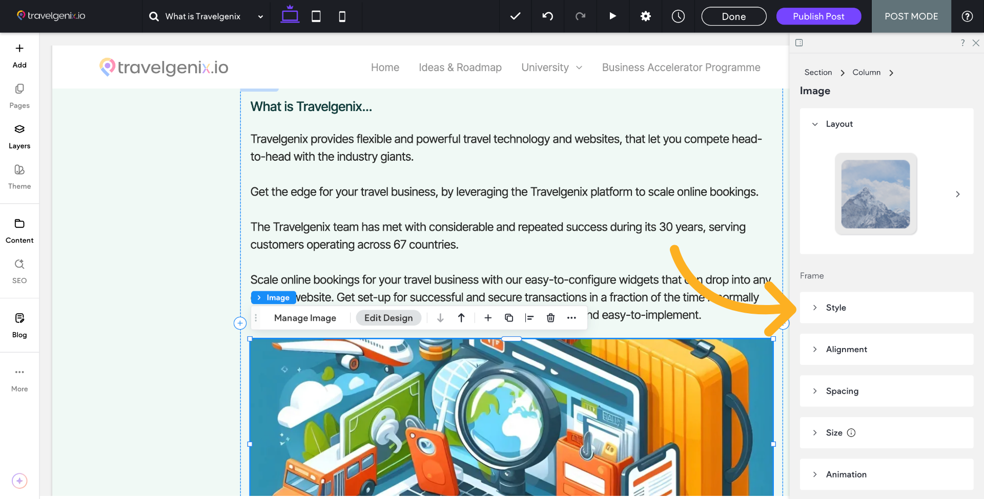 Using the Styling tab you can choose how the image will appear