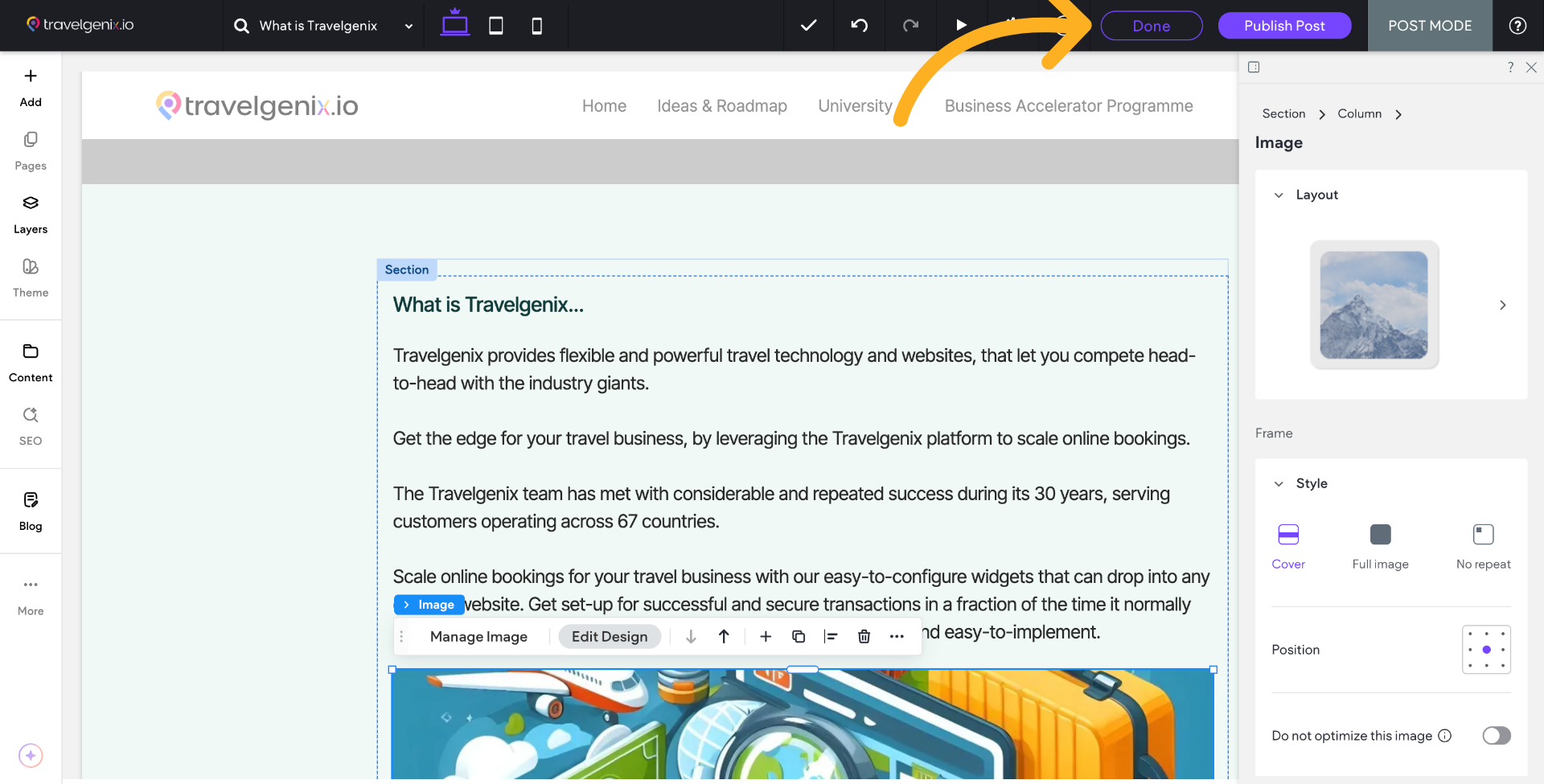 Once you have completed your Blog Post click Done