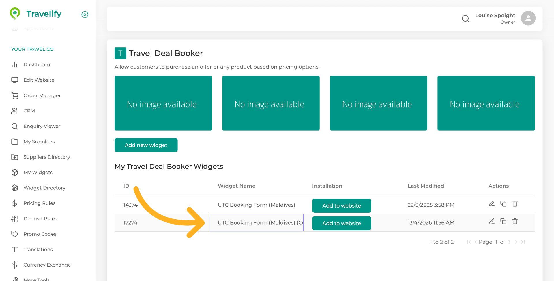 You can identify the cloned widget as it will have (Copy)