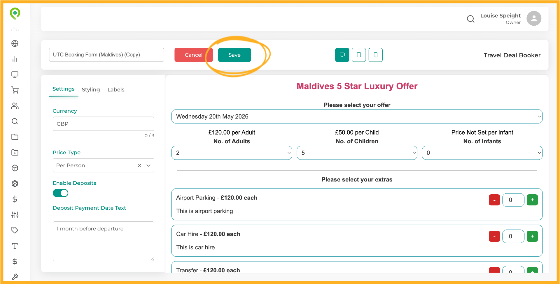 Save changes to the widget