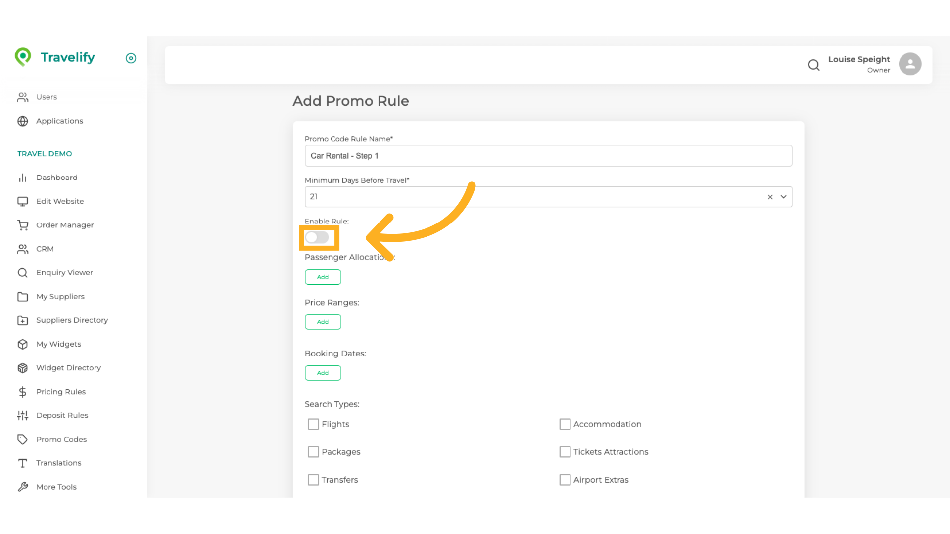Check this box to Enable Rule to be applied