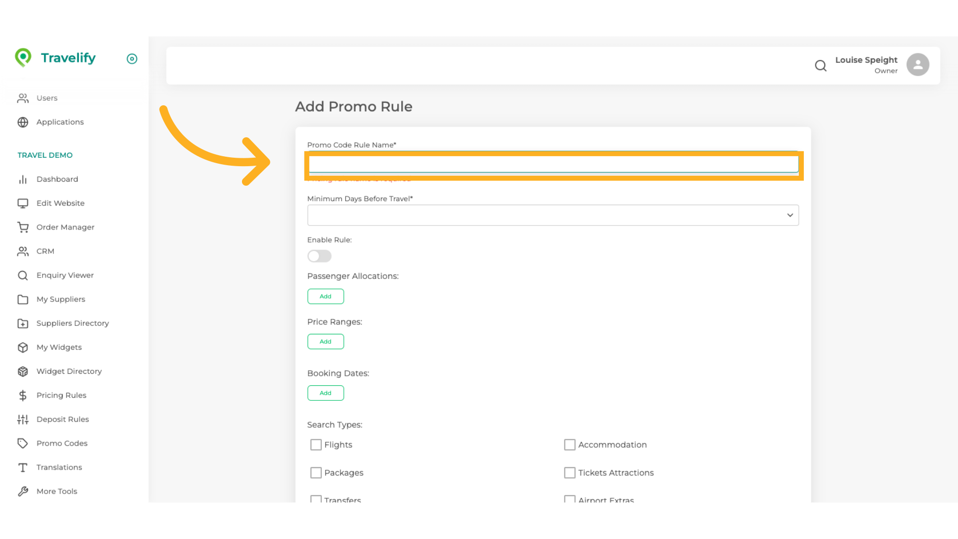 Enter desired code name
