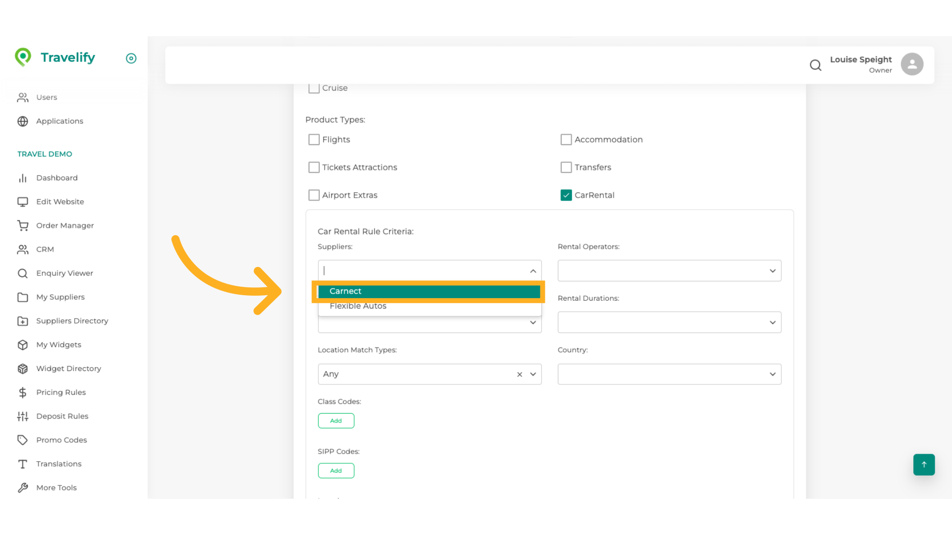 Select Supplier from dropdown if appropriate