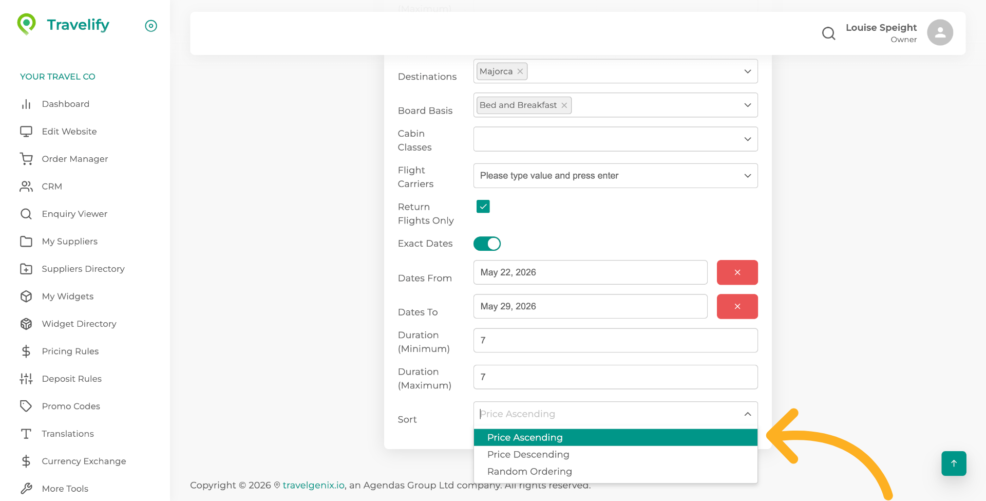 Select Price Sorting