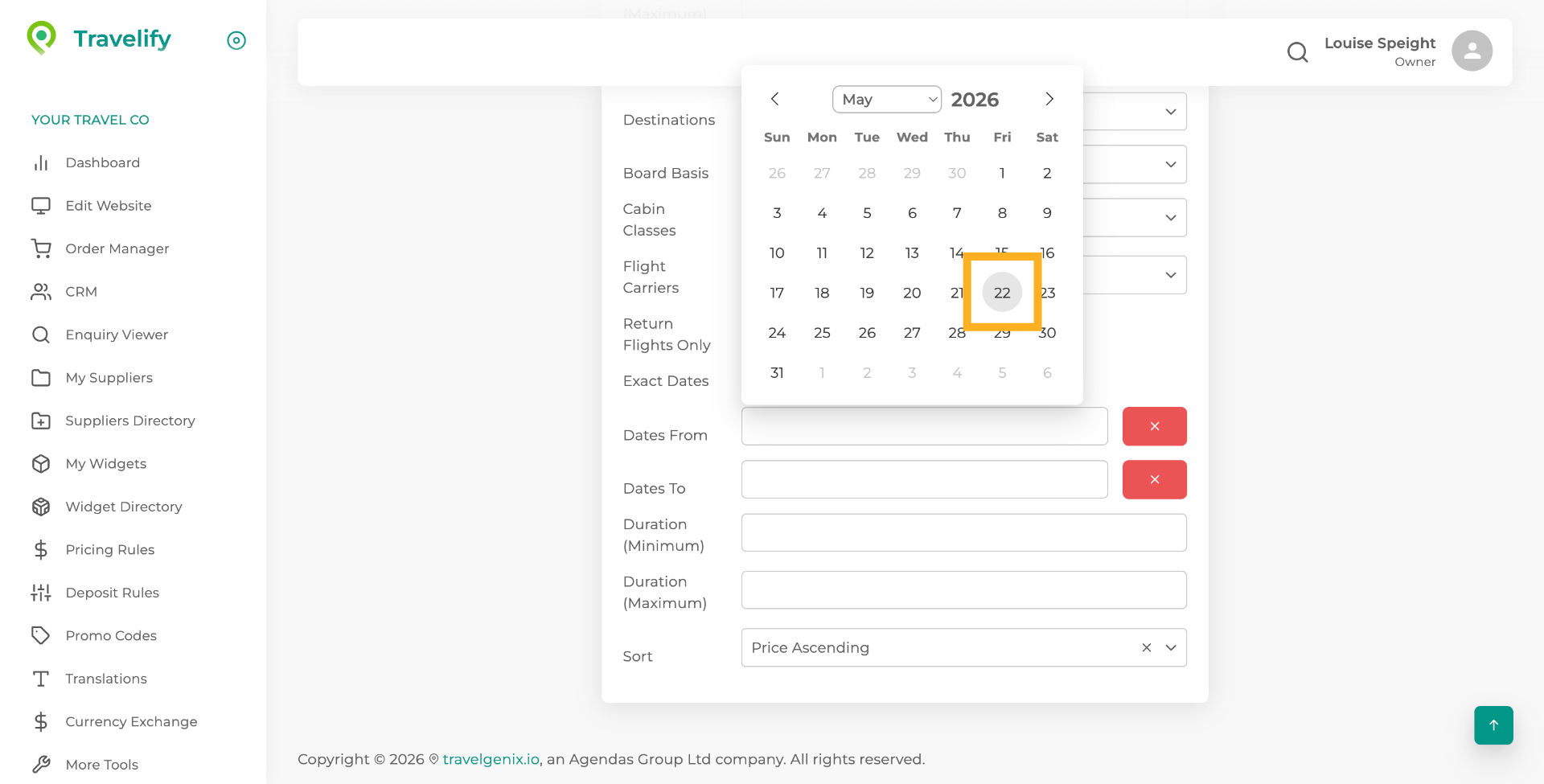 Select Date for Offer Start