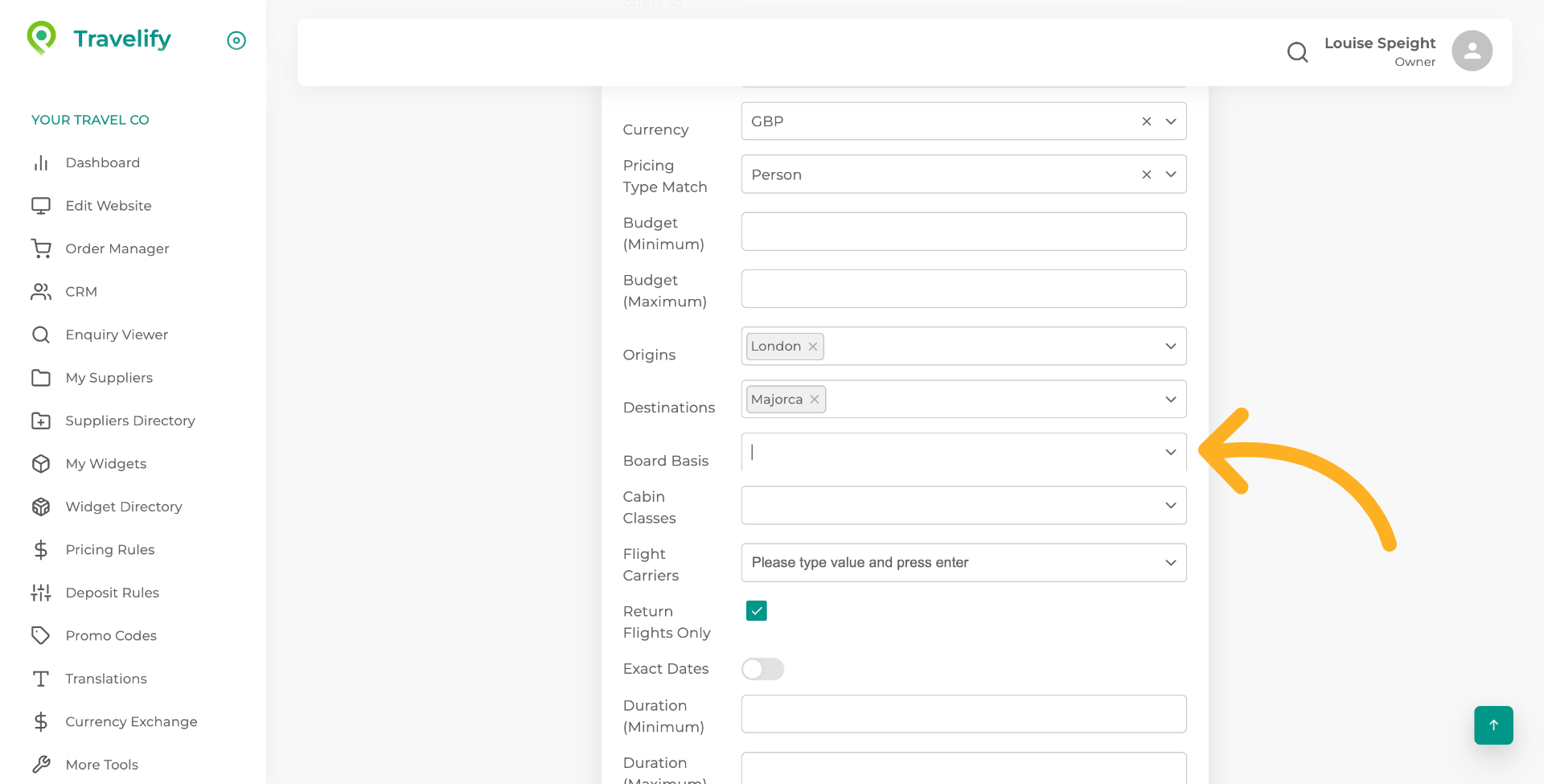 Here you can select the Board Basis