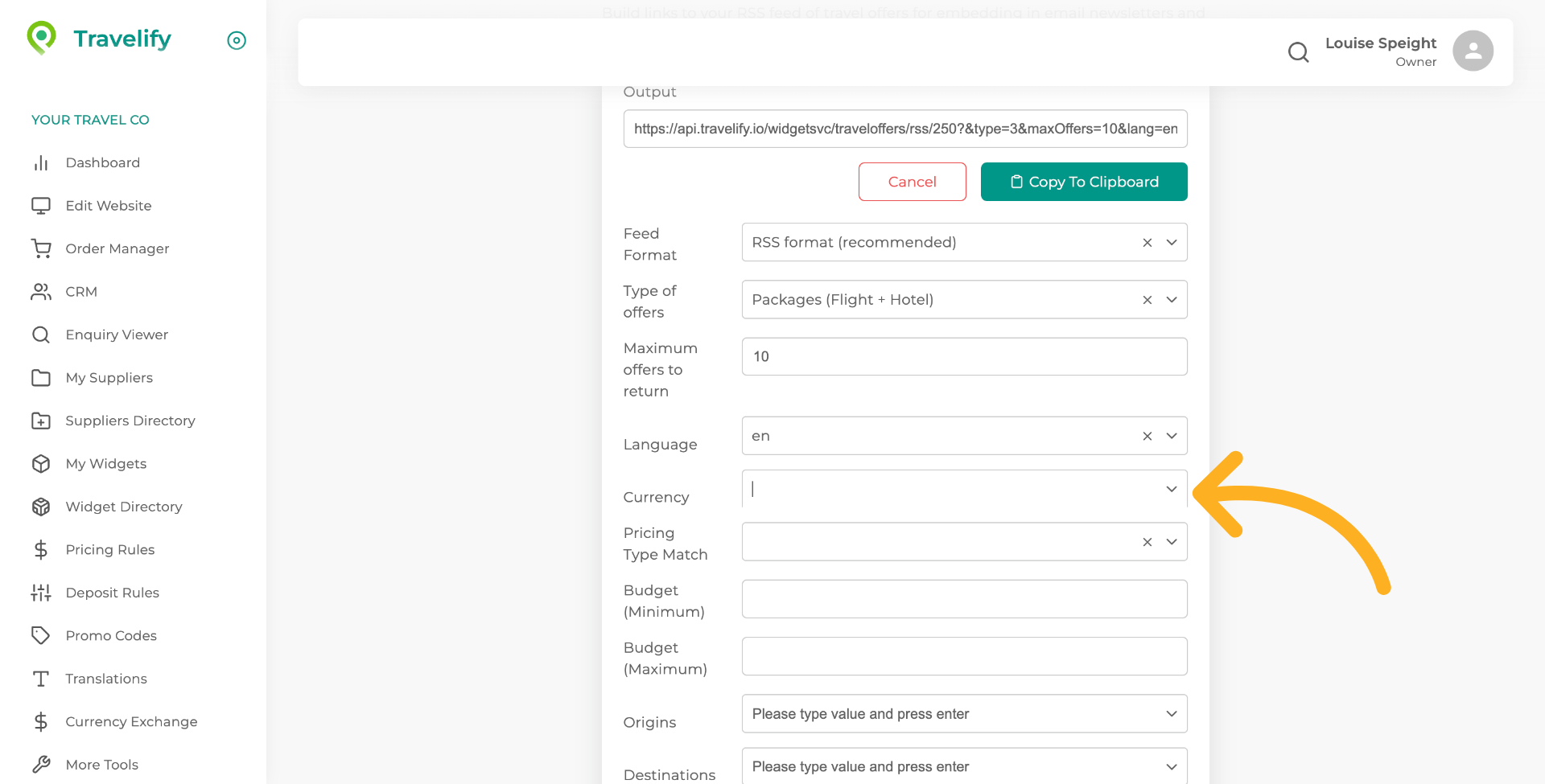 Access Currency Settings