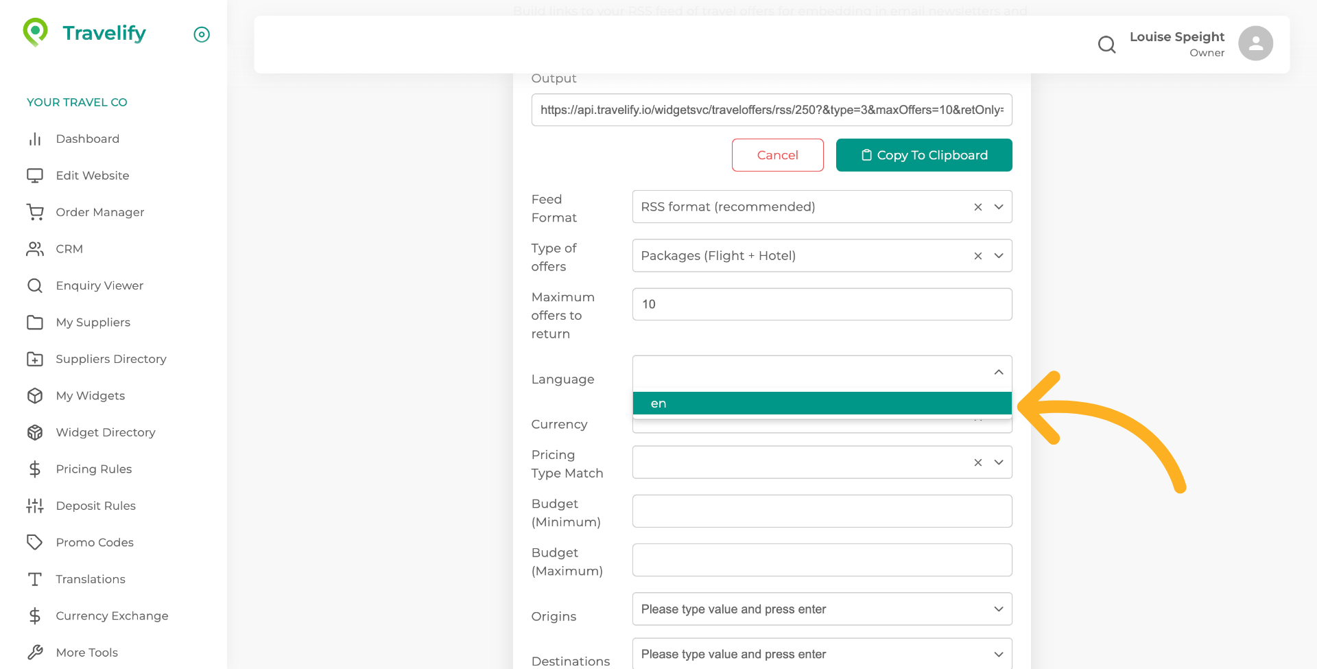 Select Language Option