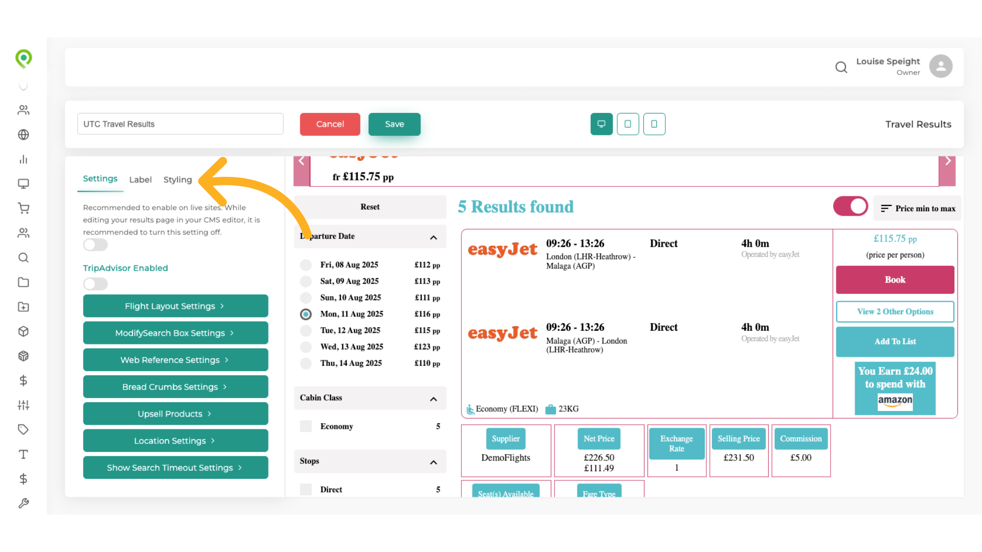 Once you have set up your template you can style as you wish using Styling