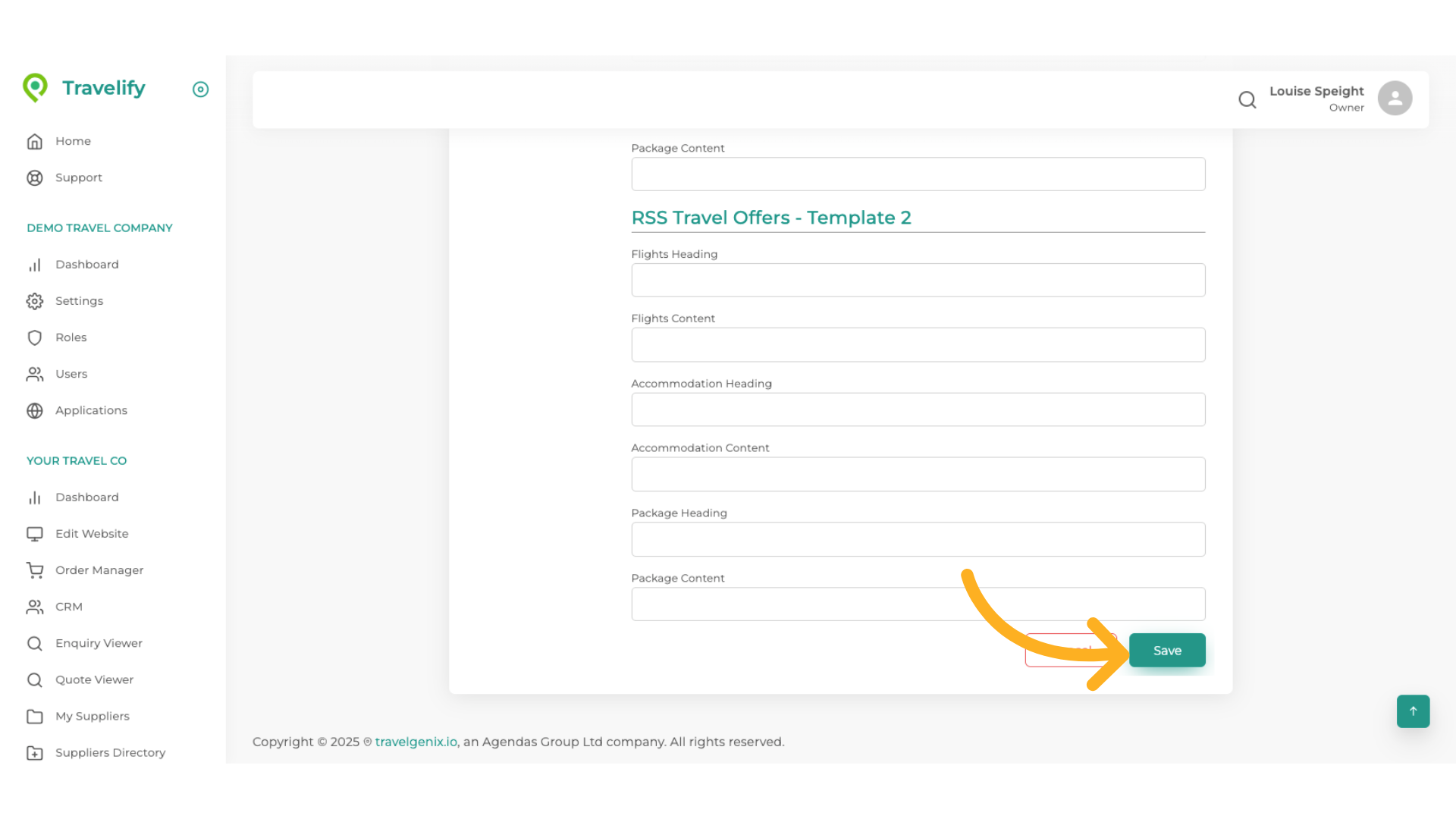 Scroll right through to the bottom of the page to 'Save'