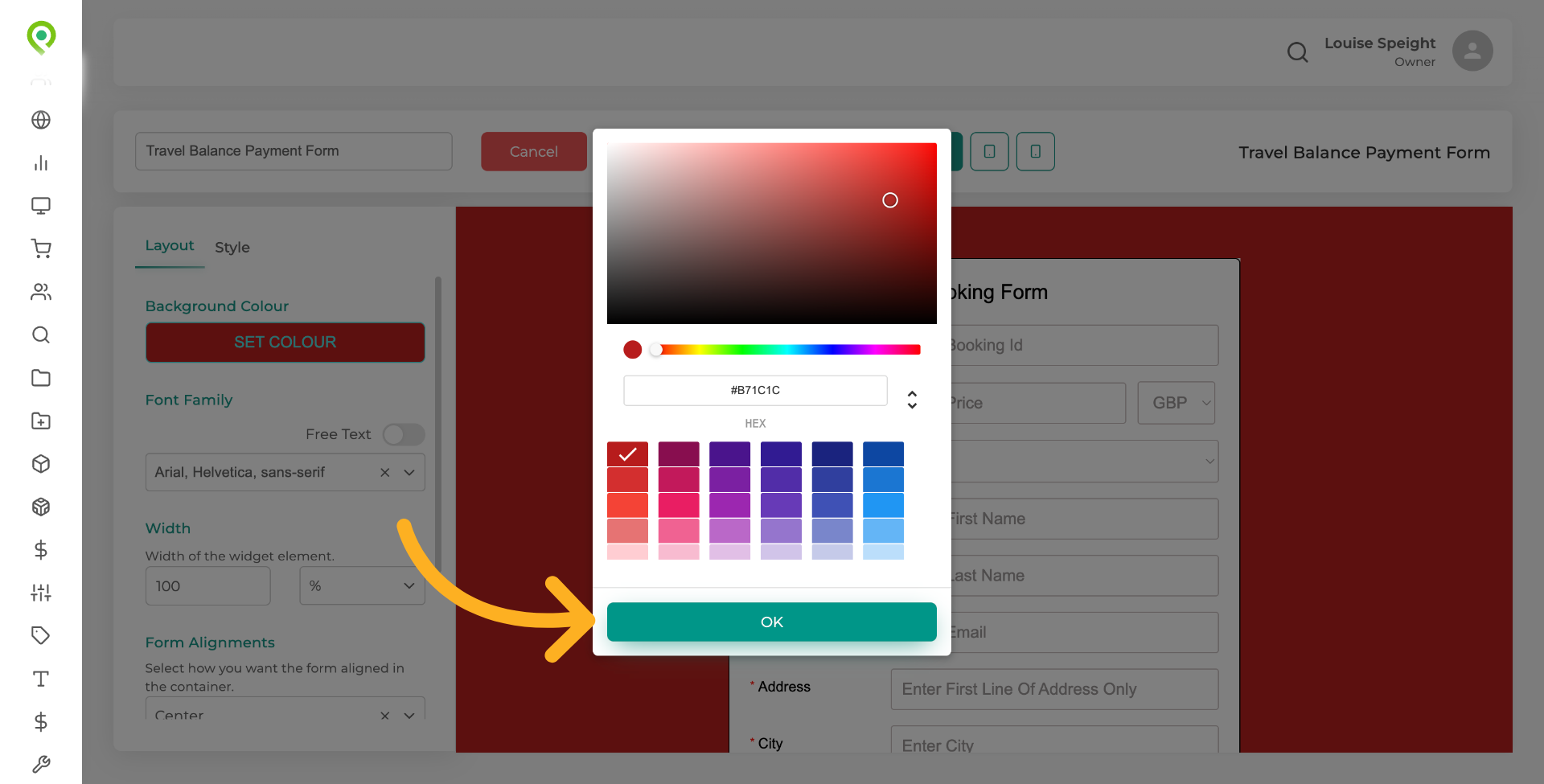 Confirm Colour Selection