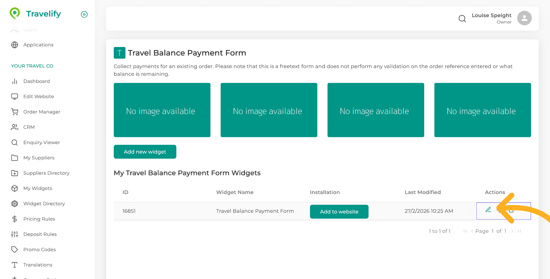 Click the edit icon to make any changes