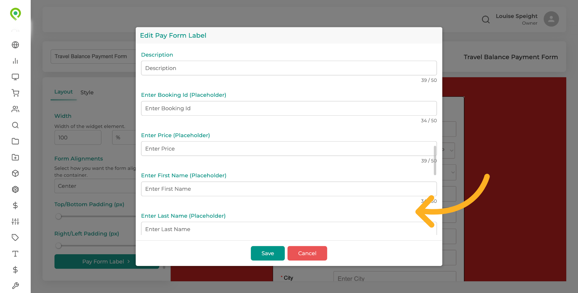 As you continue down the form you can edit the text 