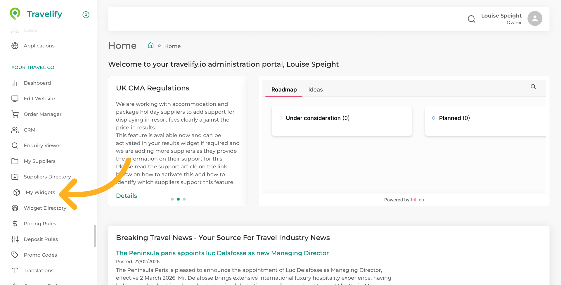Access My Widgets Section