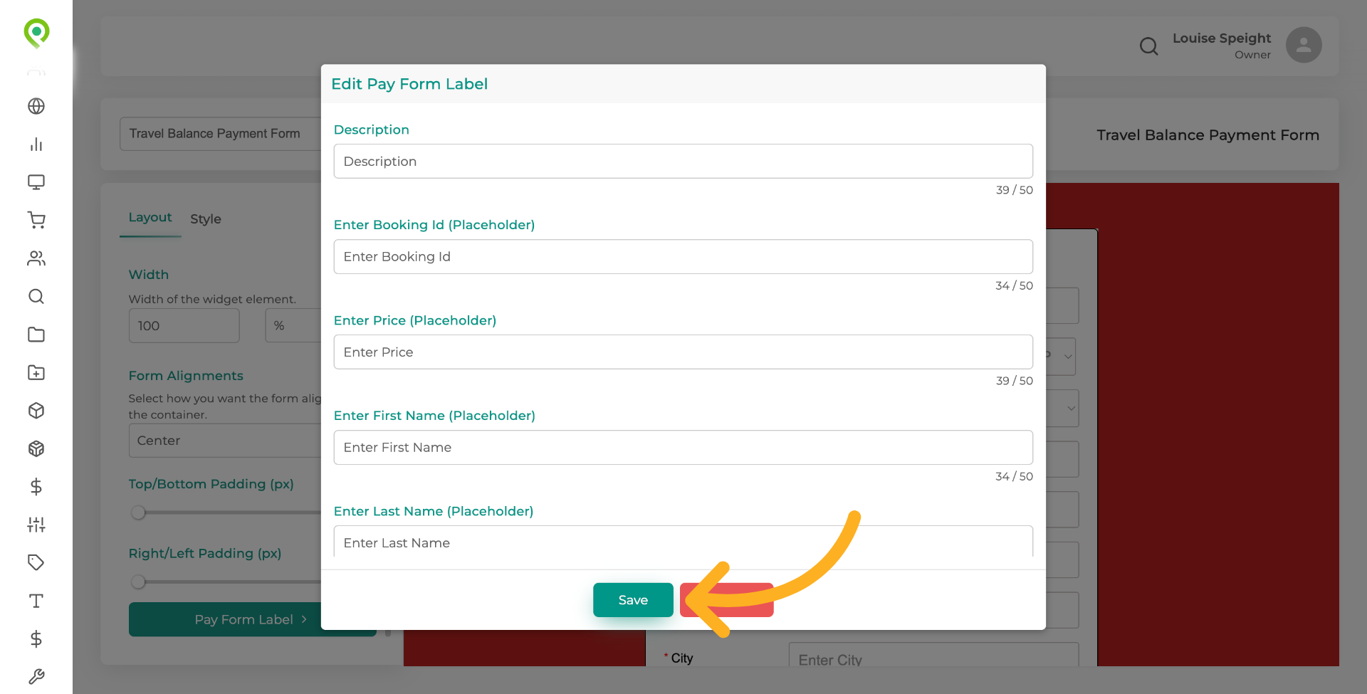 Save Form Label Changes
