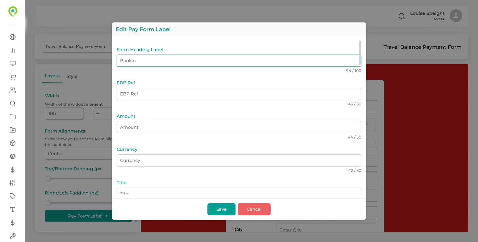 Enter Payment Form Name