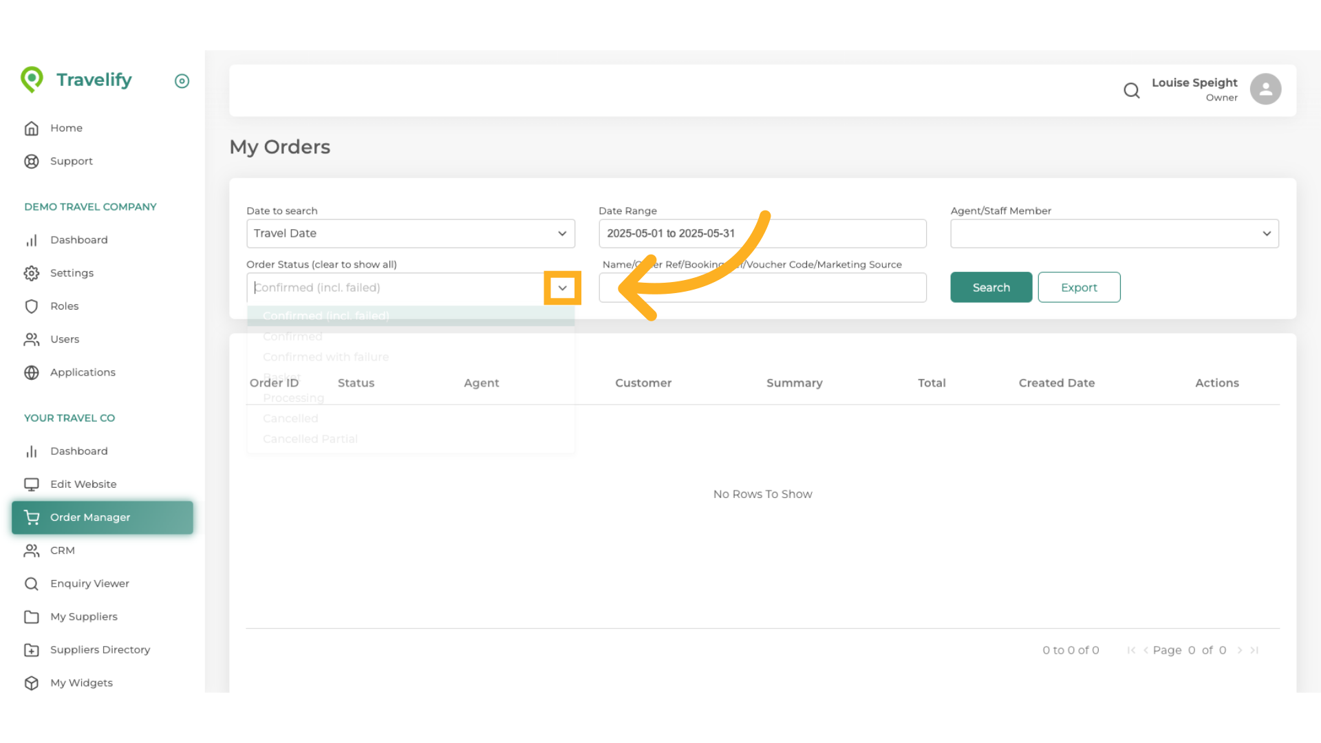 Here you can select Booking Type
