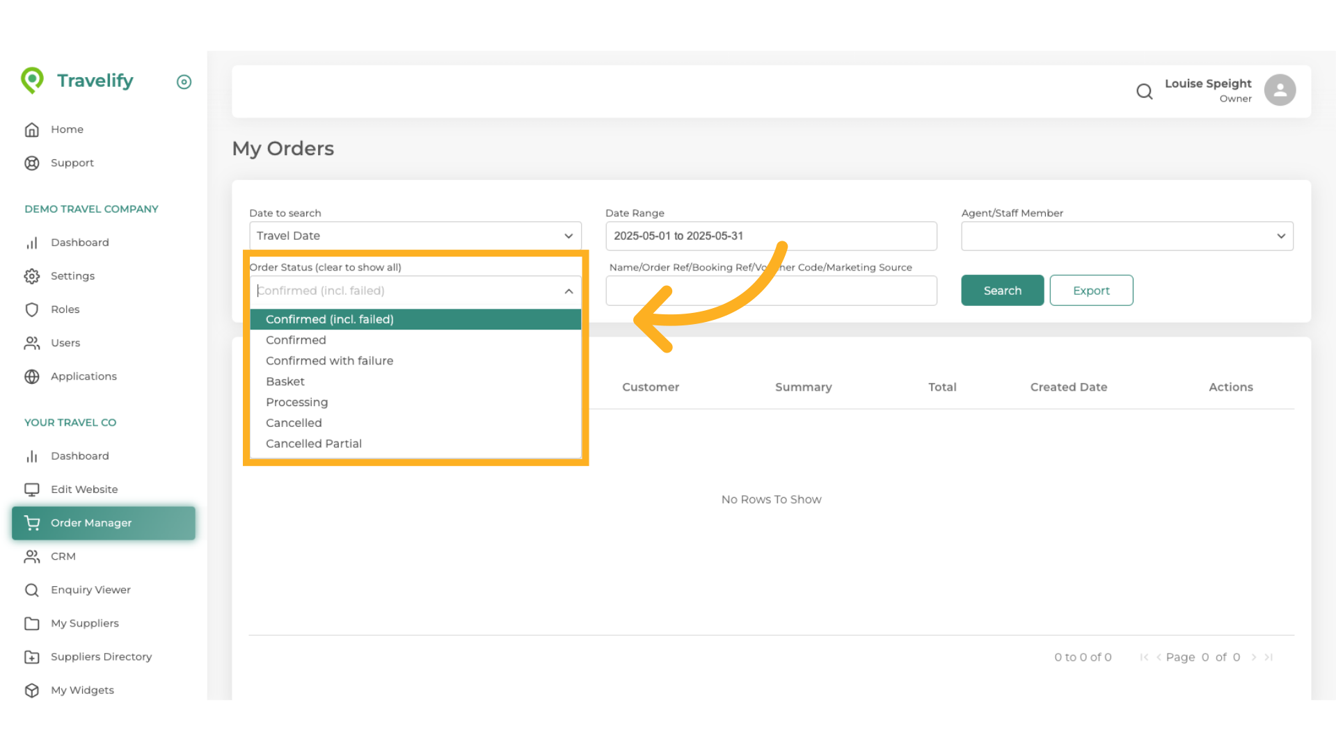 Select the required field from the dropdown