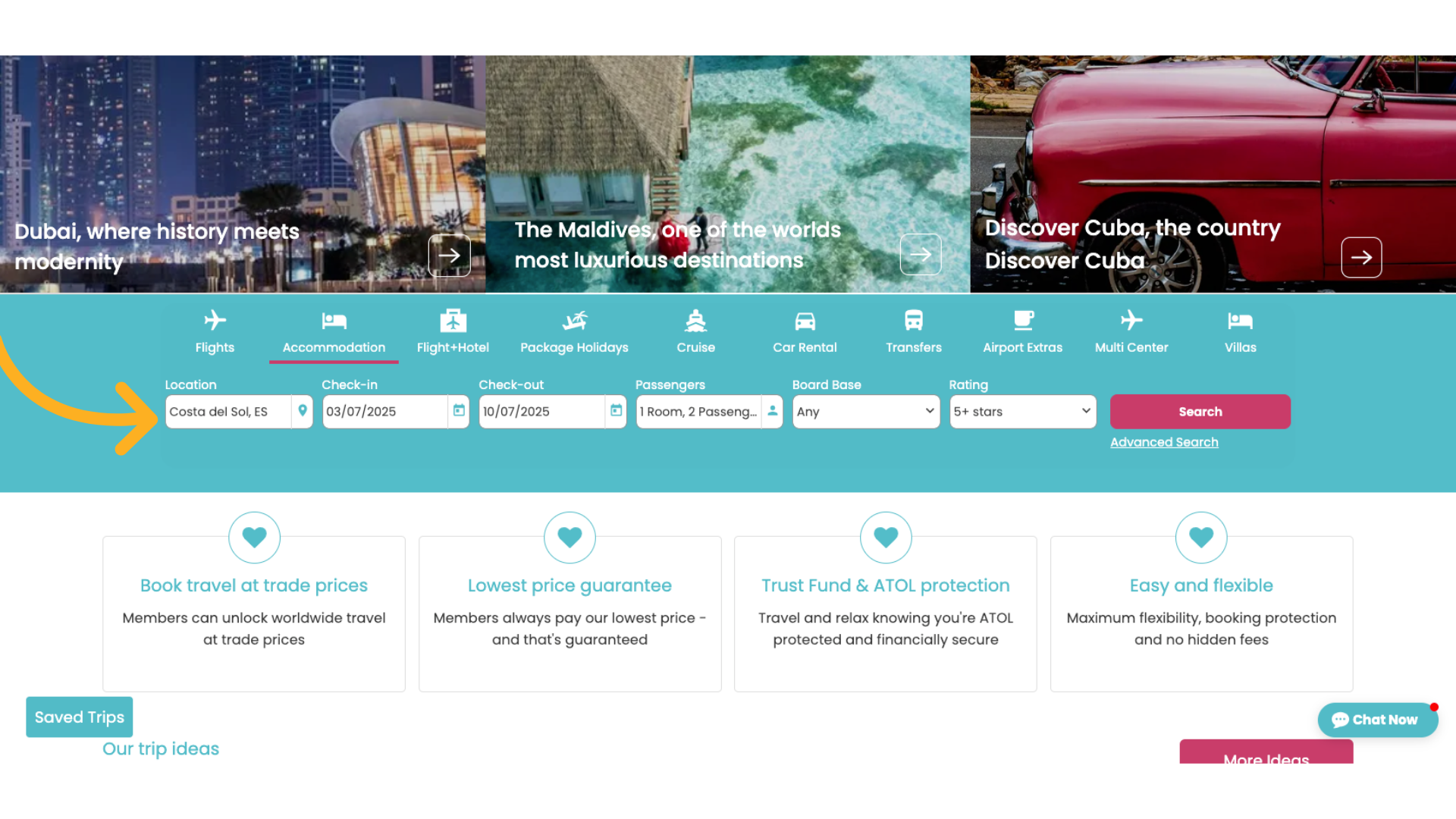 Initiate a search for the desired contents of your quote