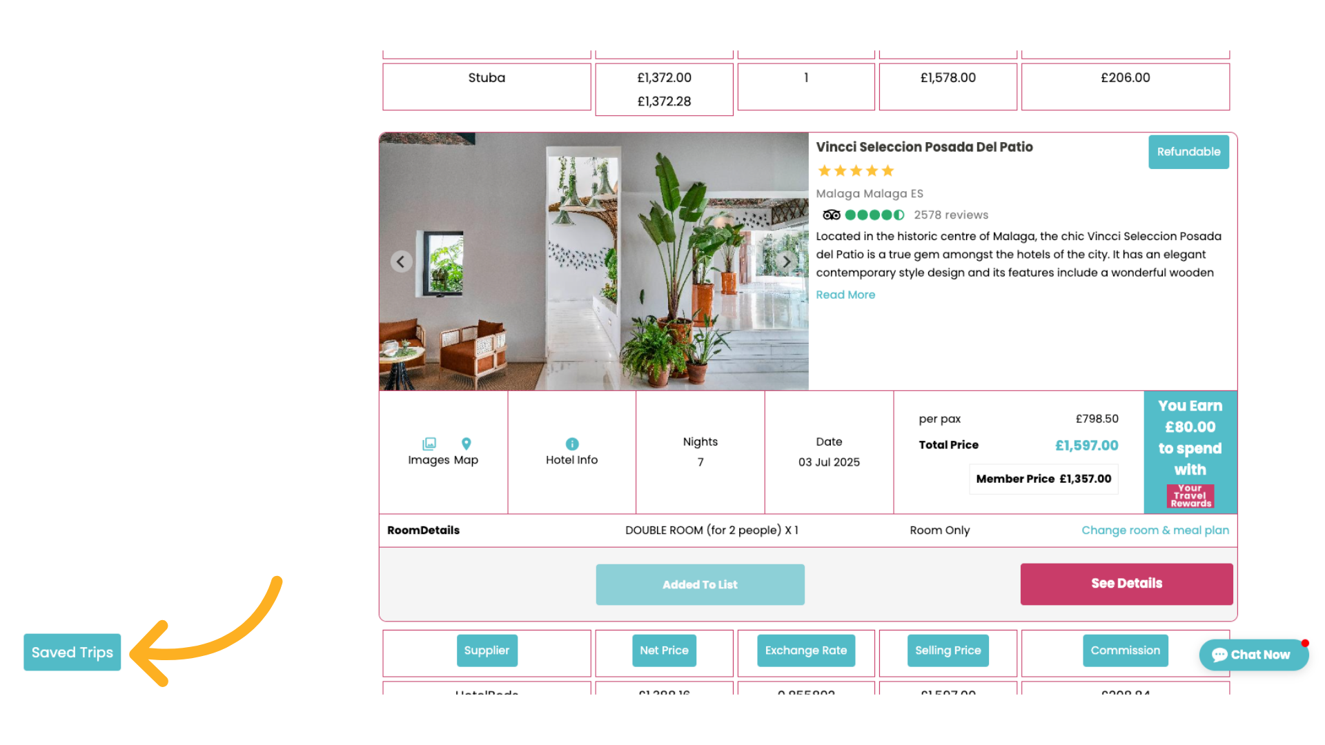 Now access Saved Trips to see all that you have added to your List