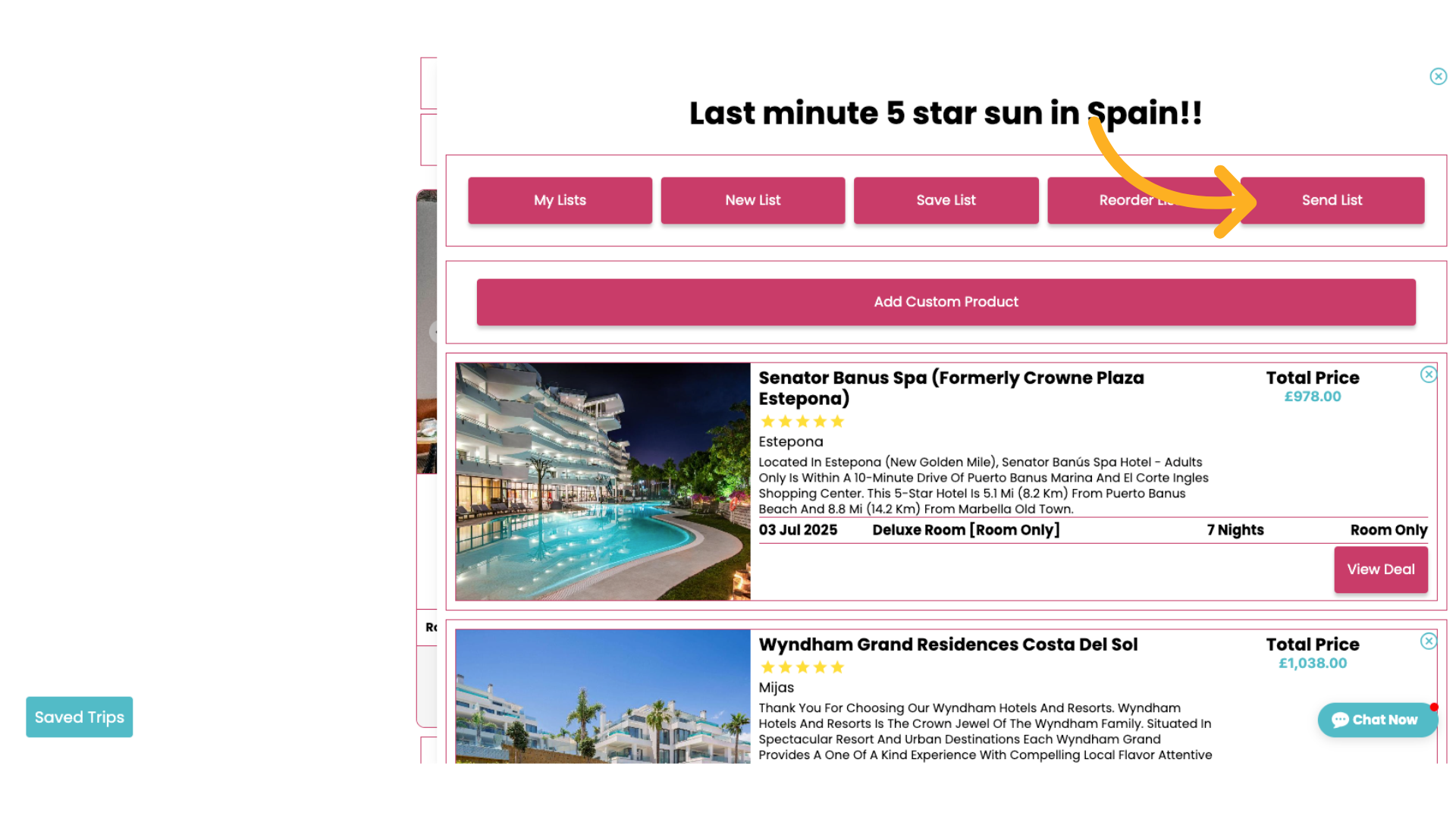 Now we are going to Send the List