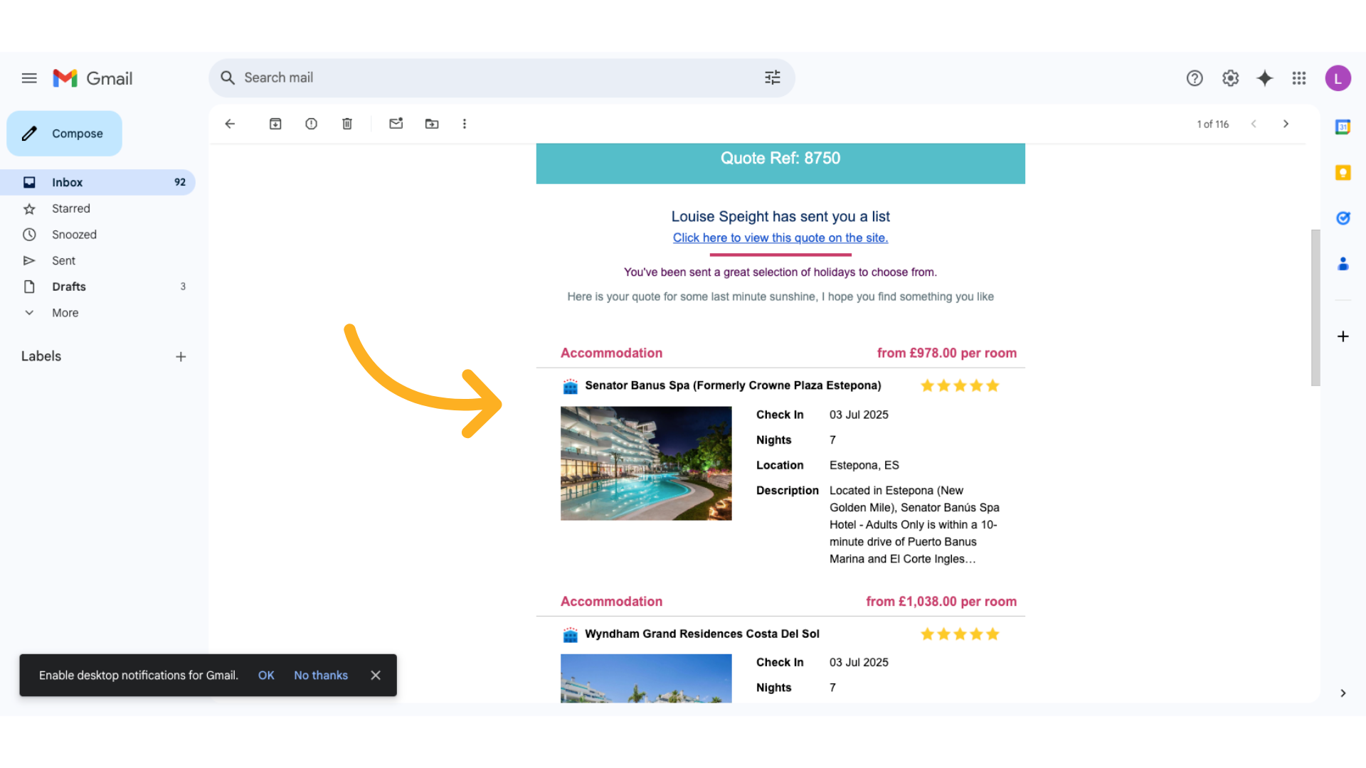 Here is the contents of the email 
