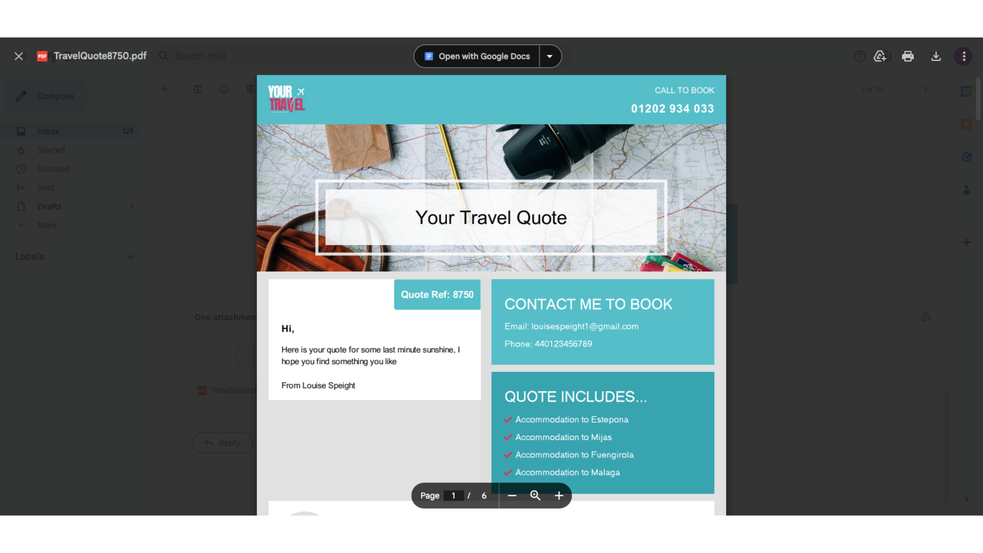 The PDF is a beautifully branded and curated version of your quote