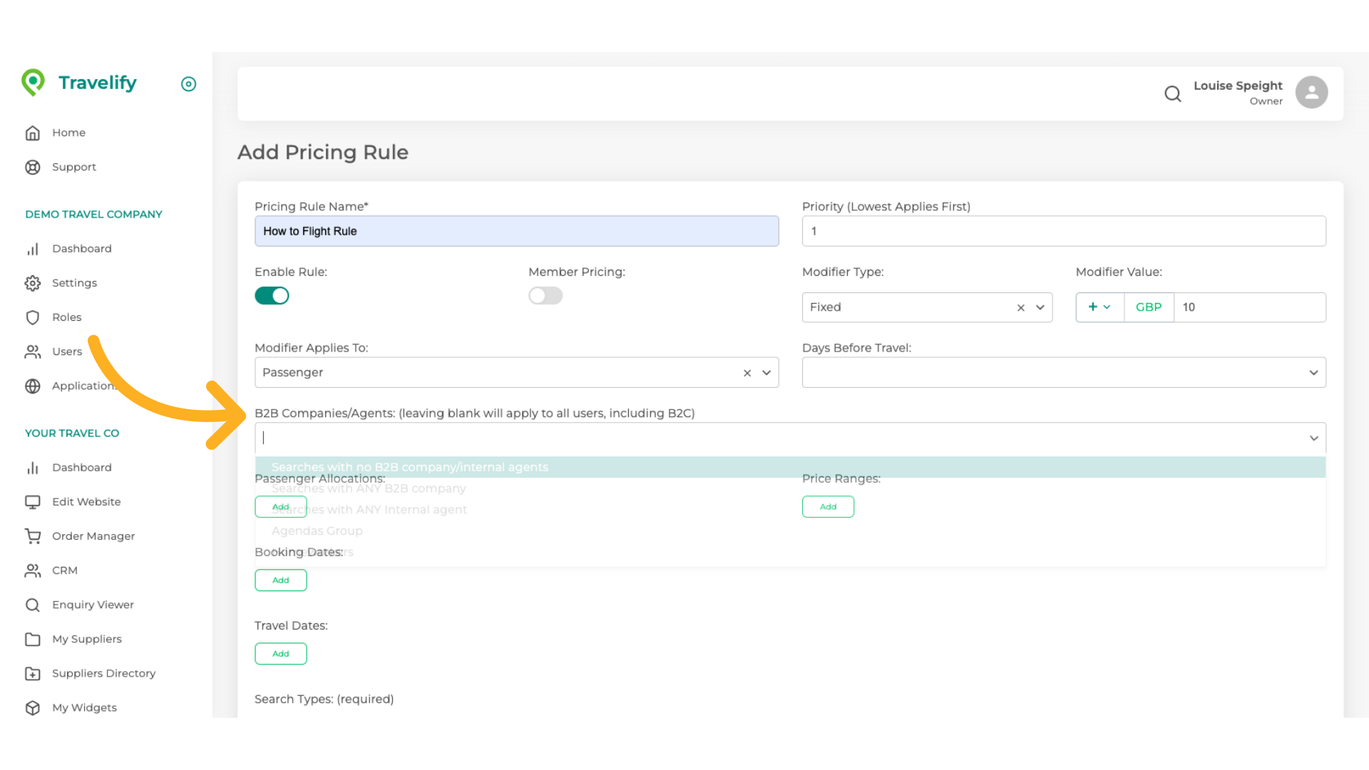 Here you decide who the Rule applies to 