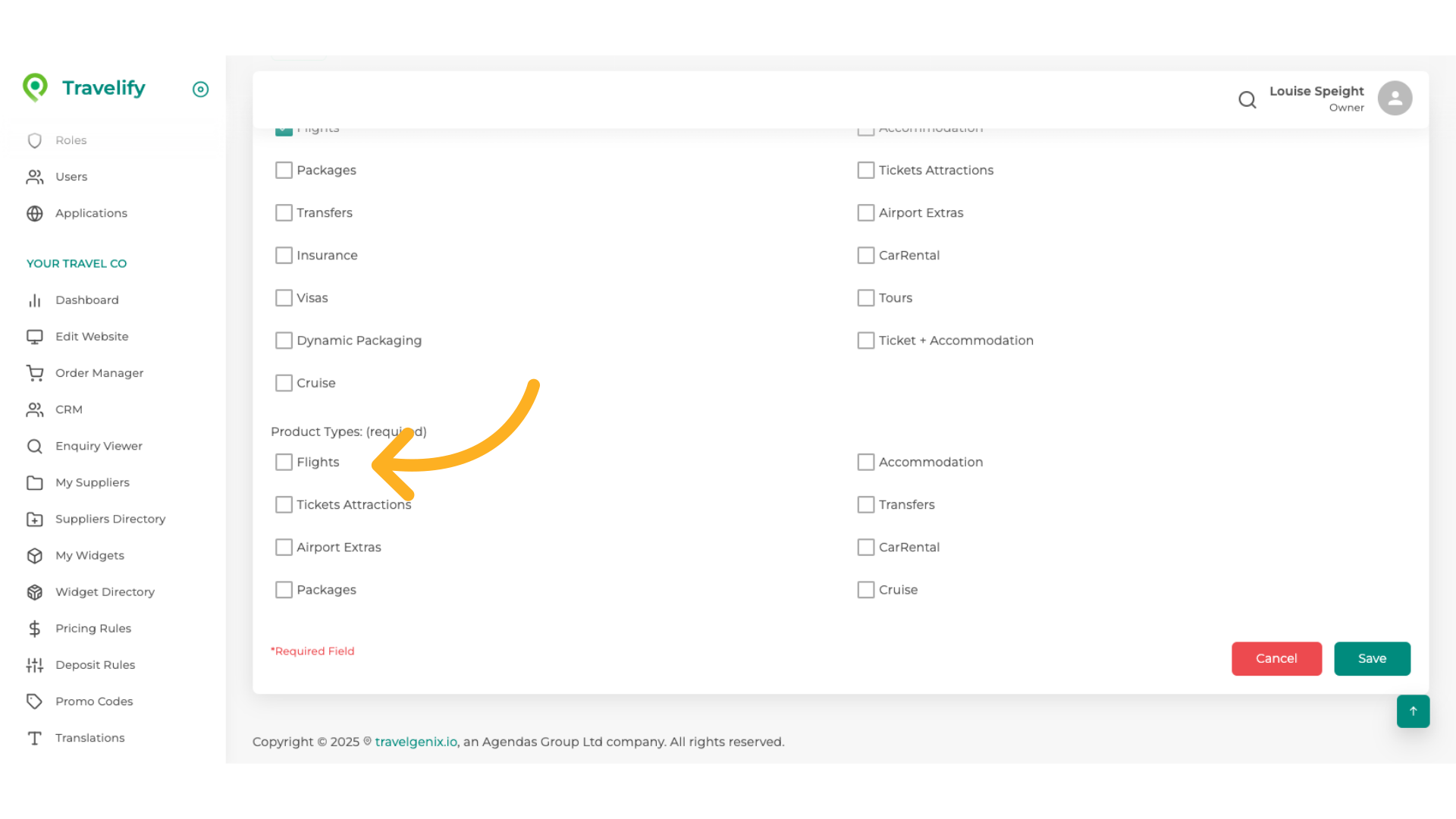 Select Flights in this section