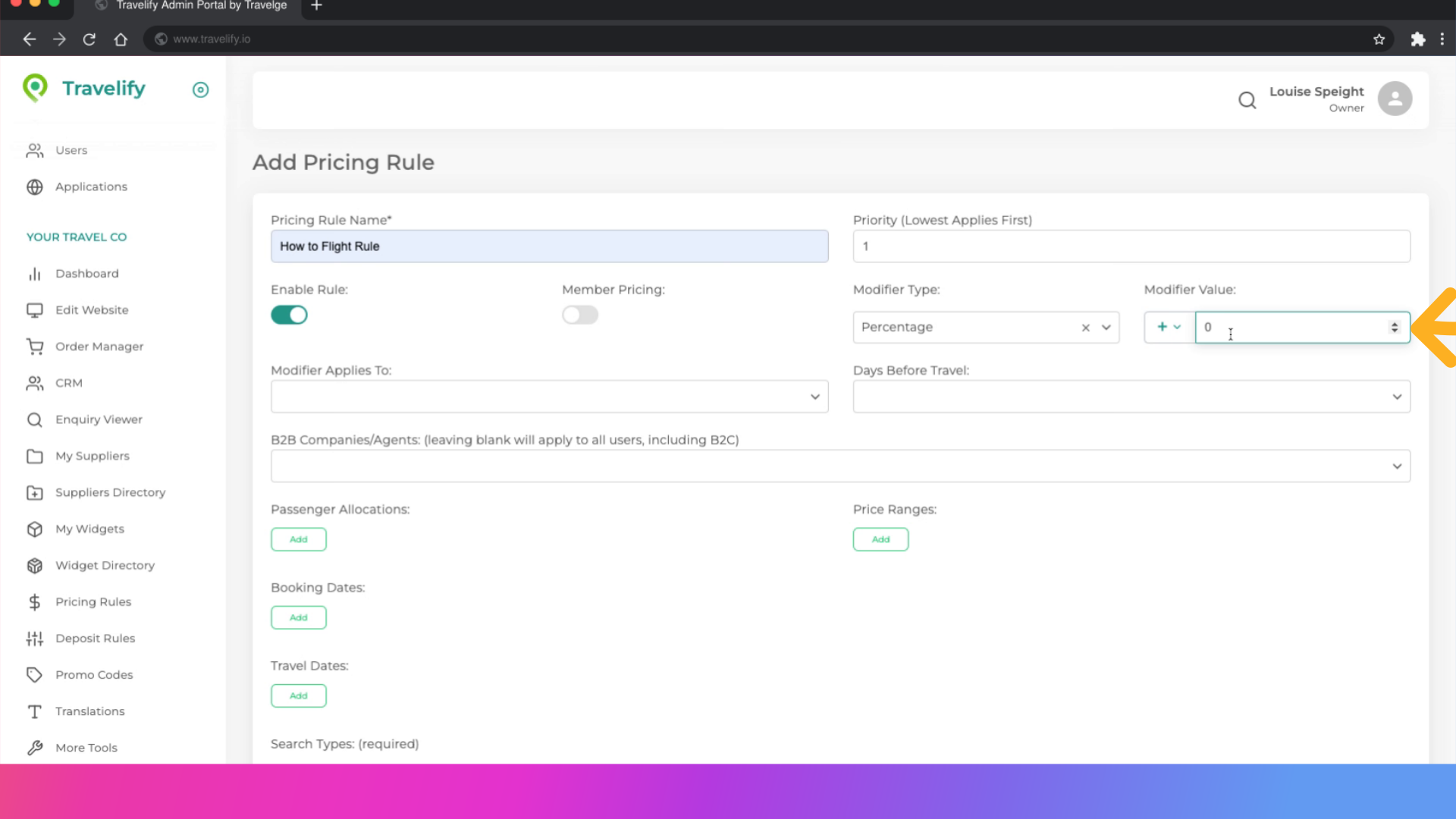 As we have selected percentage here decide the additional price you wish to apply