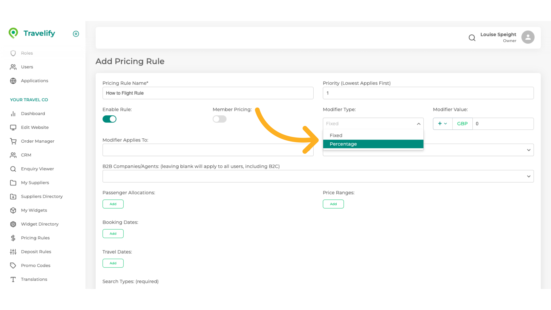 Make your choice from the dropdown