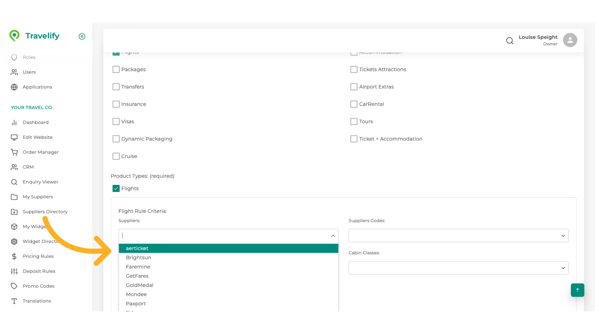 Make selection, you can include as many of your Suppliers as you wish