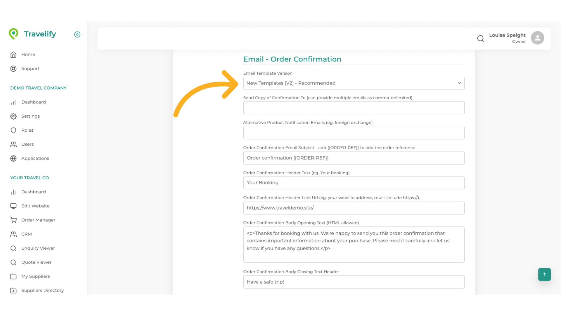 You can change the email template here 