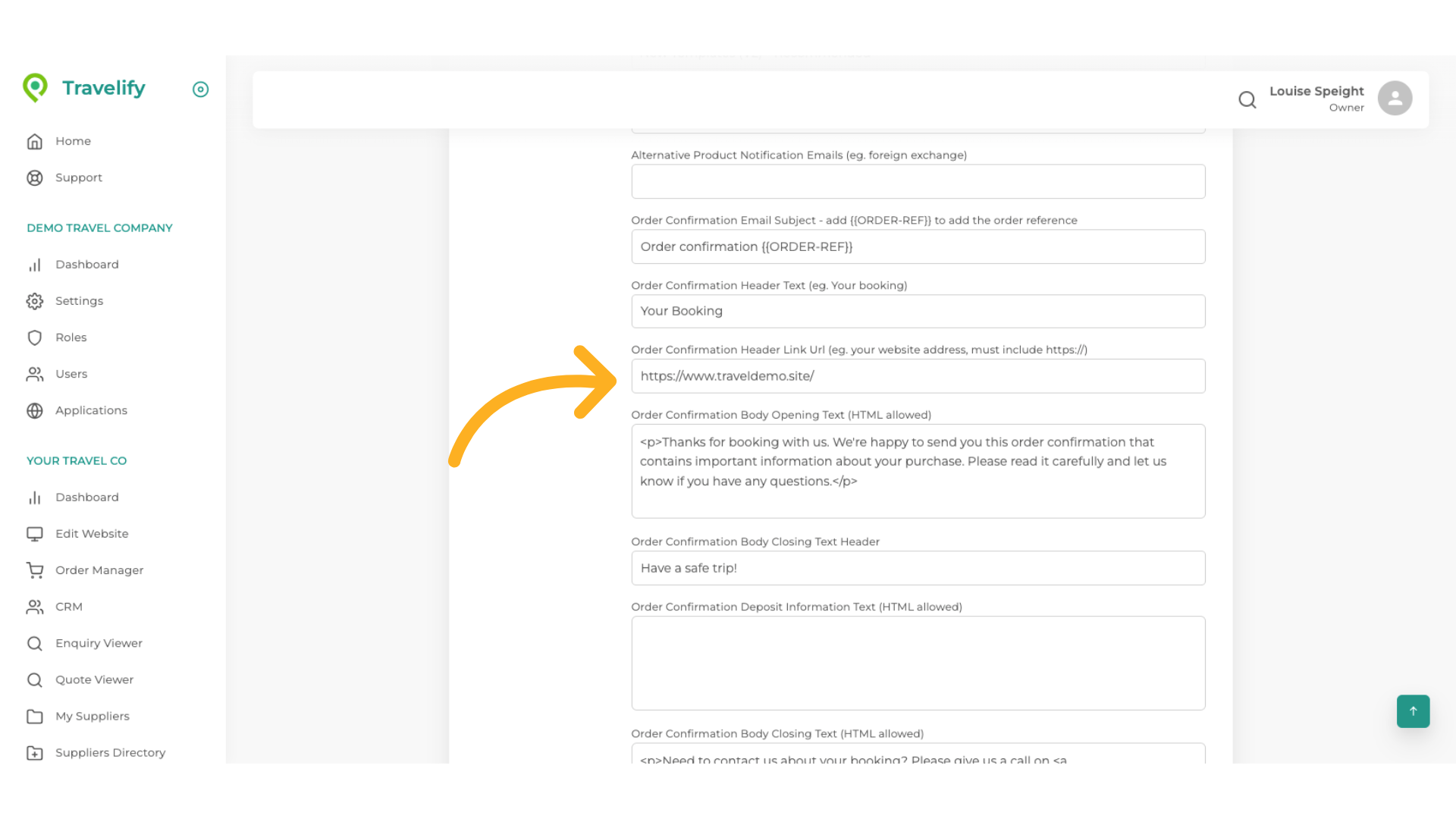 Link to your website