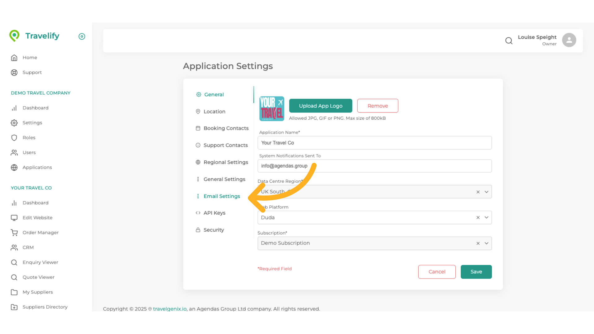 Click 'Email Settings'