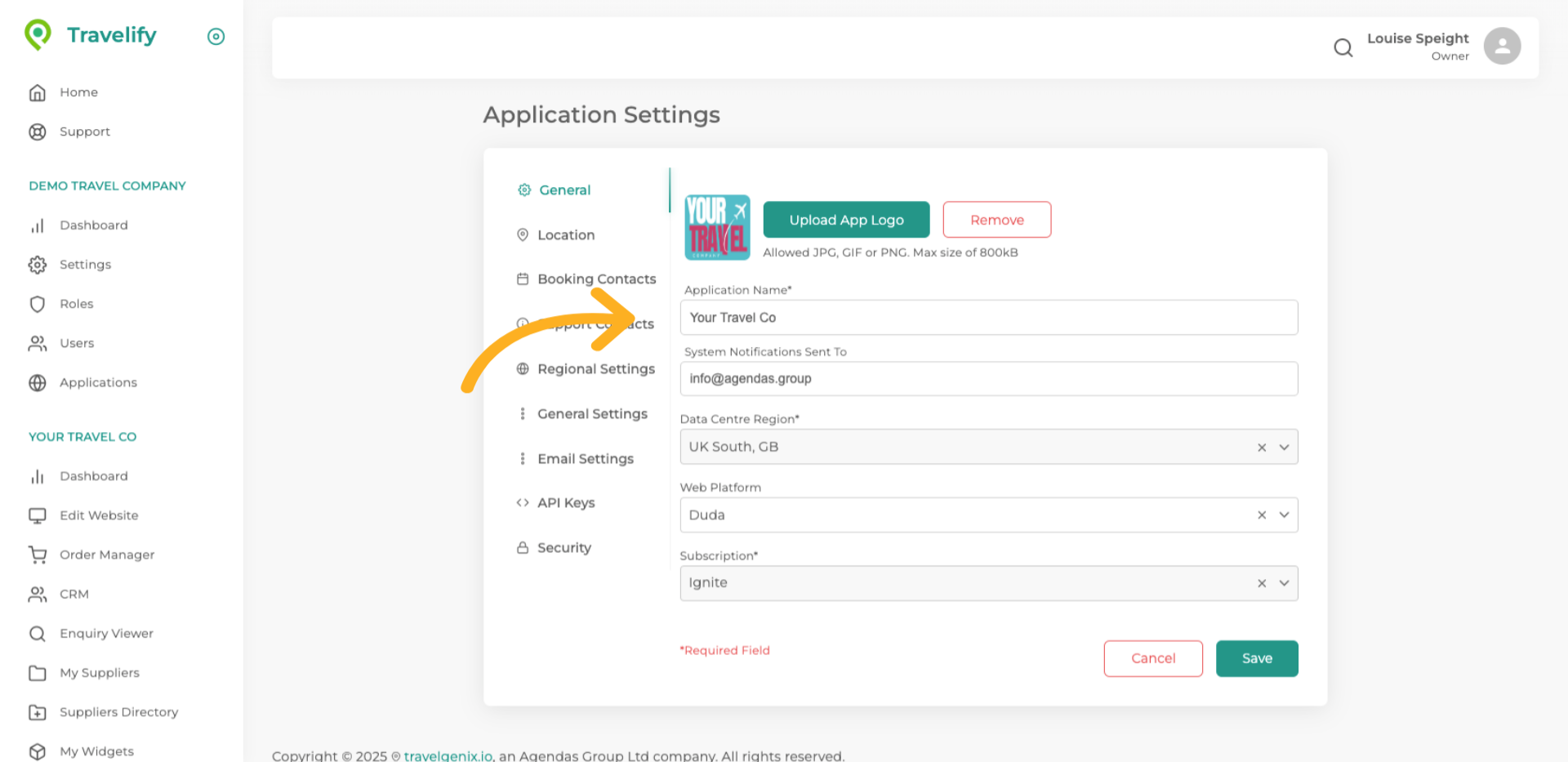 Under the General heading you can amend your details