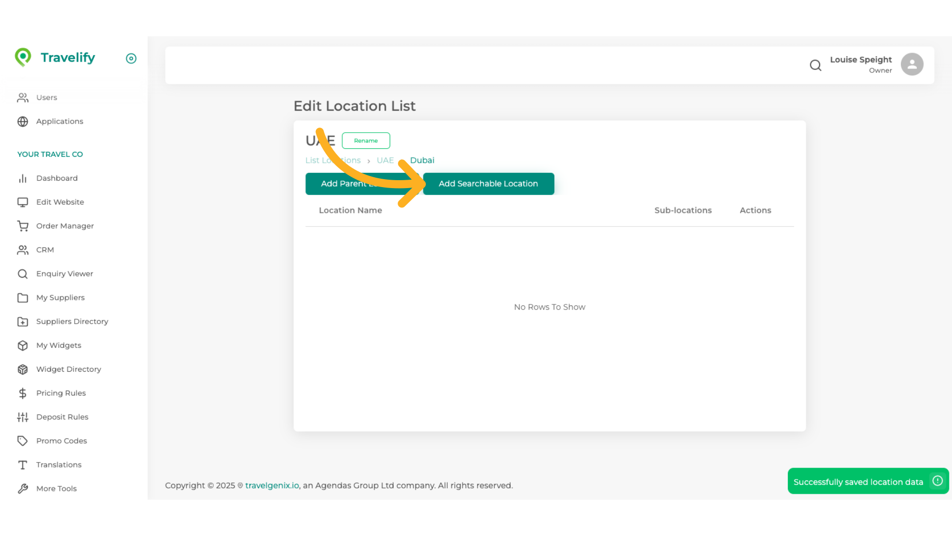 Click 'Add Searchable Location'