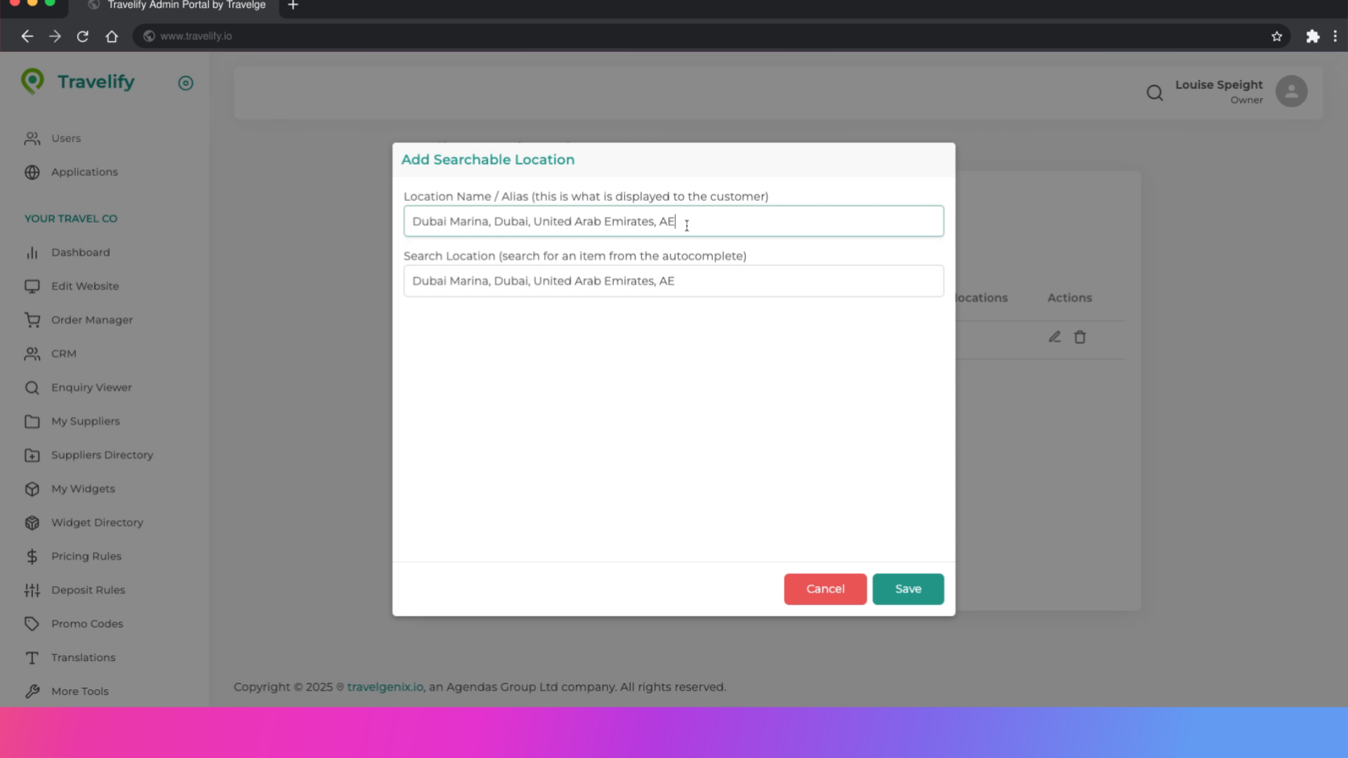 Change name that will appear on site