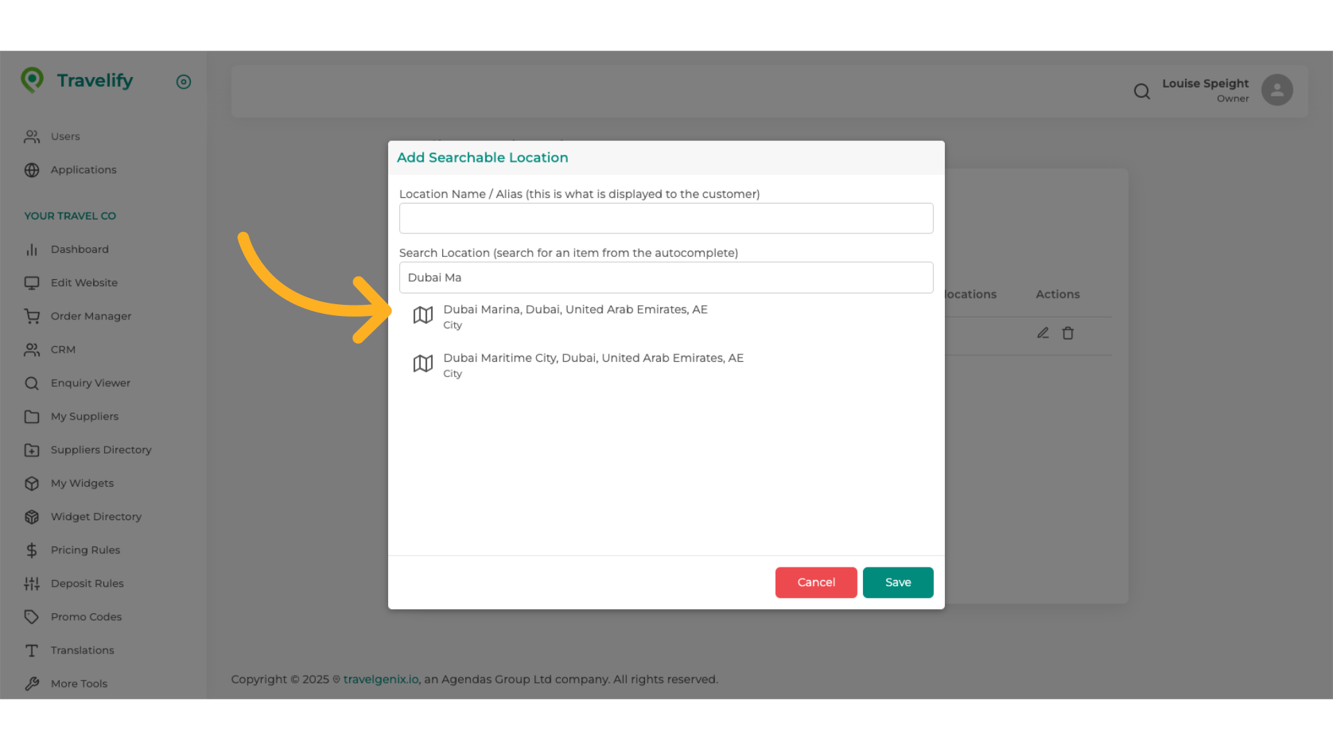 Select name from the dropdown list