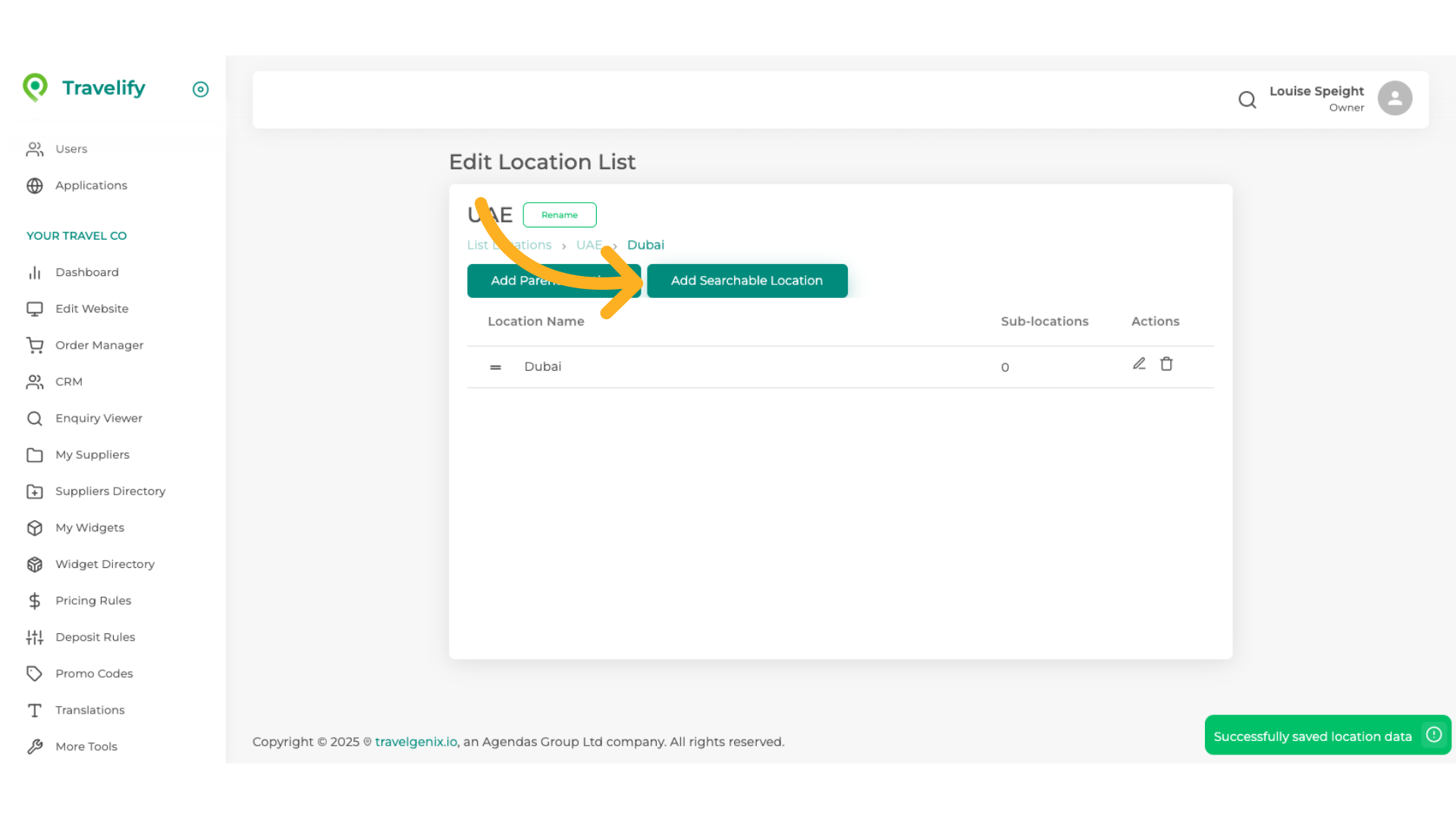 Lets add another Searchable Location for this Parent 