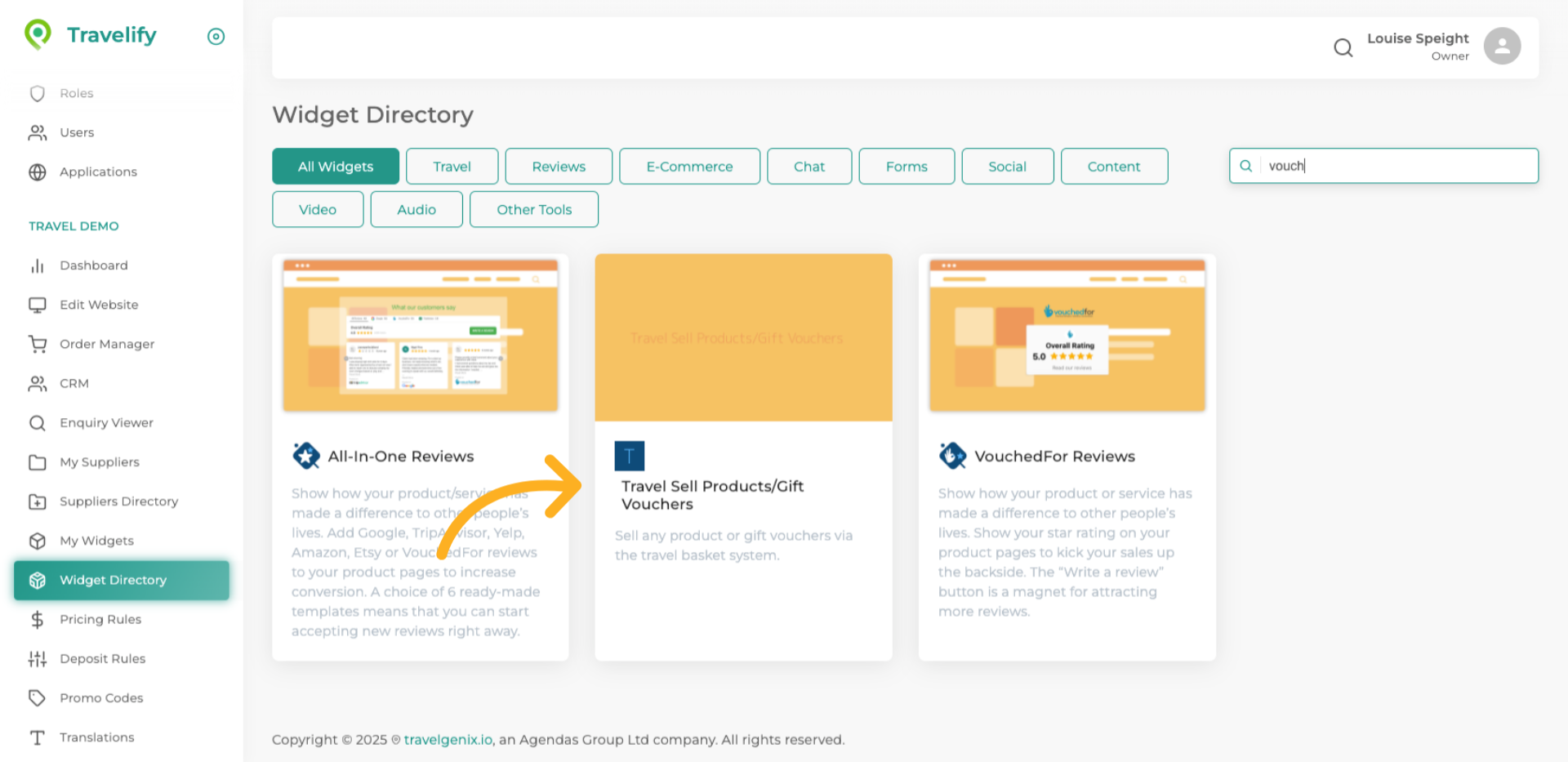 Select the Gift Voucher widget
