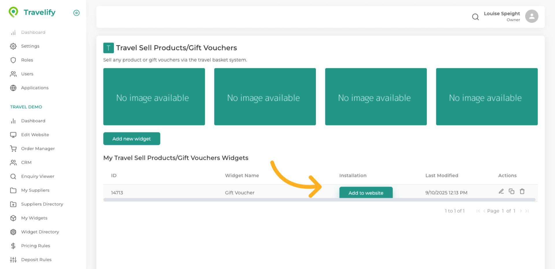 Now we need to add the Gift Voucher widget to your website