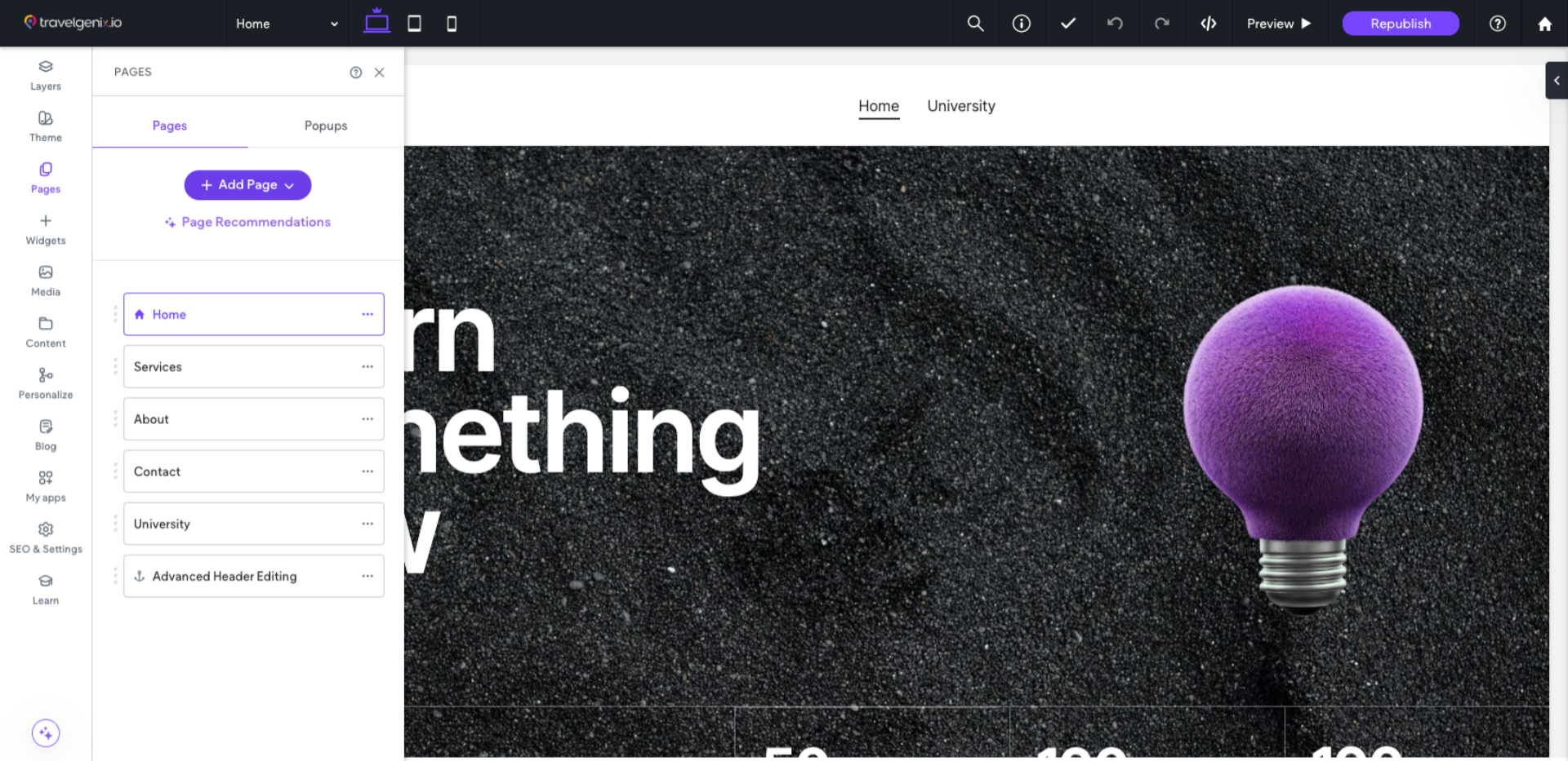 Go to your Site Editor to add the widget